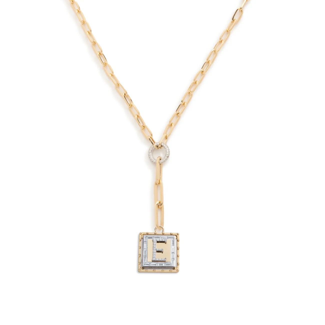 Personalized - True Love | Custom Lovestruck Pierced Small Clip Extension Necklace | Diamonds, Yellow Gold