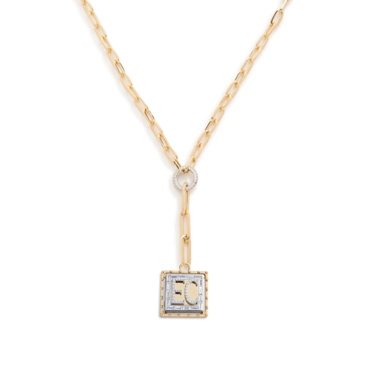 Personalized - True Love | Custom Lovestruck Pierced Small Clip Extension Necklace | Diamonds, Yellow Gold - Image 3