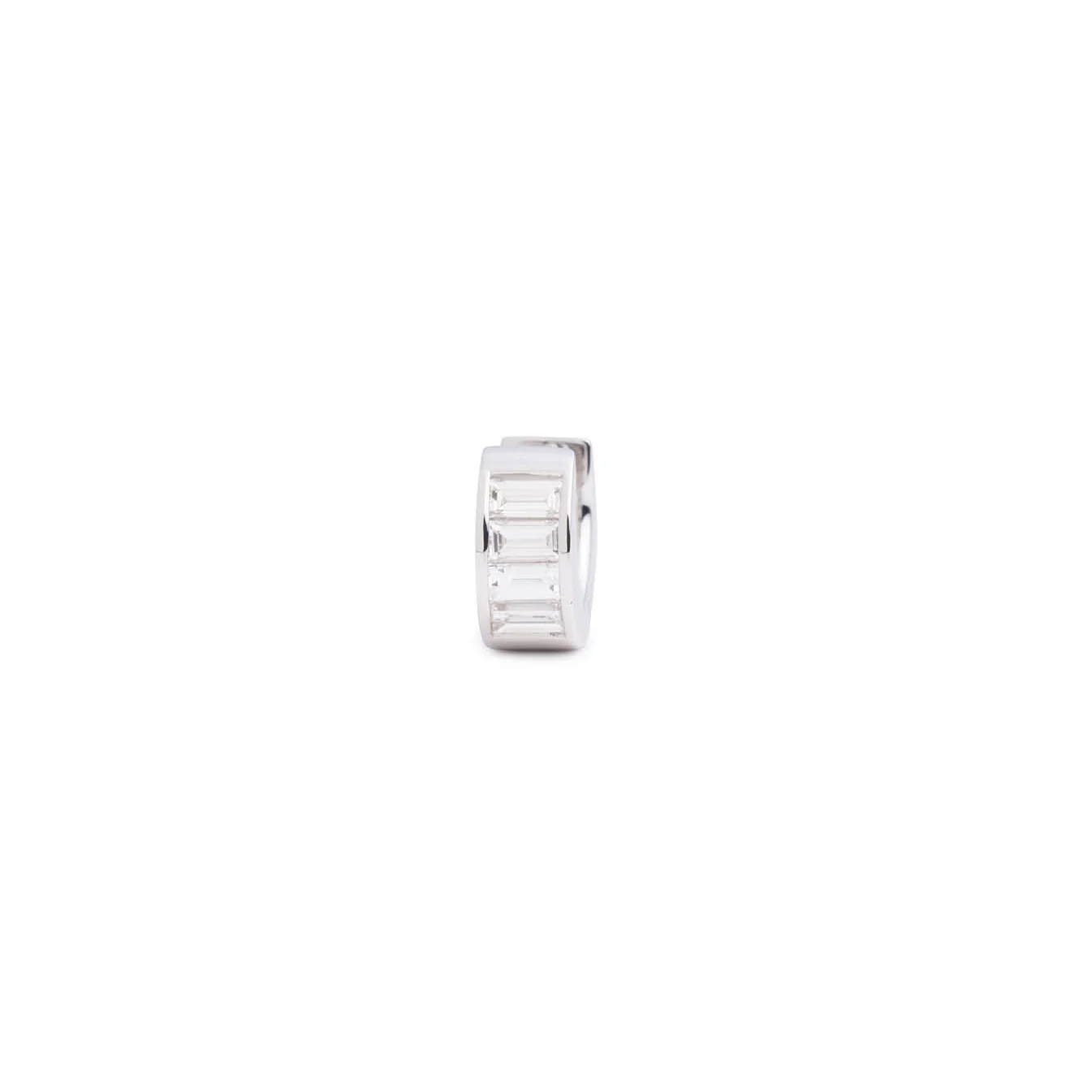 Baguette Huggie Earring | Diamond, White Gold