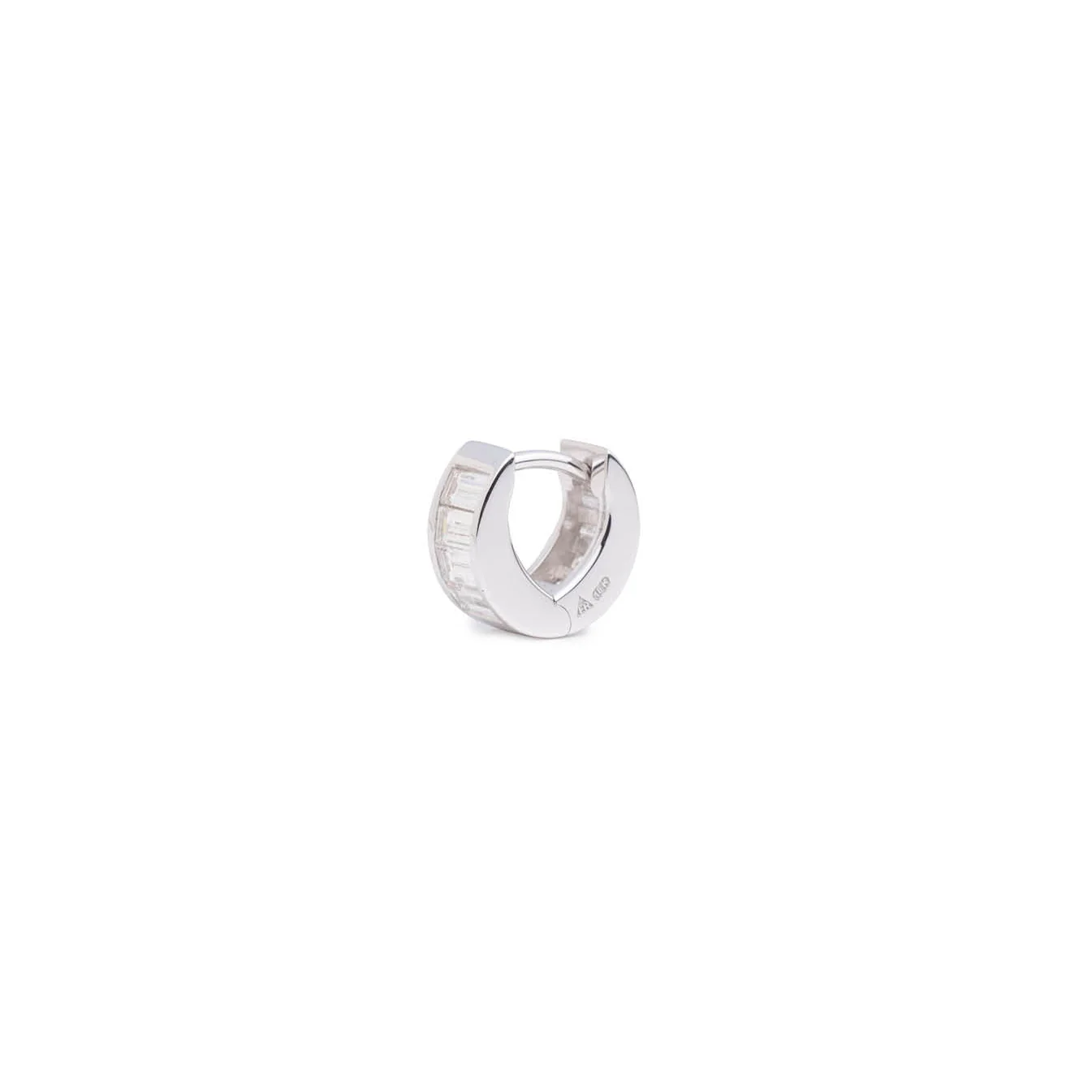 Baguette Huggie Earring | Diamond, White Gold - Image 2