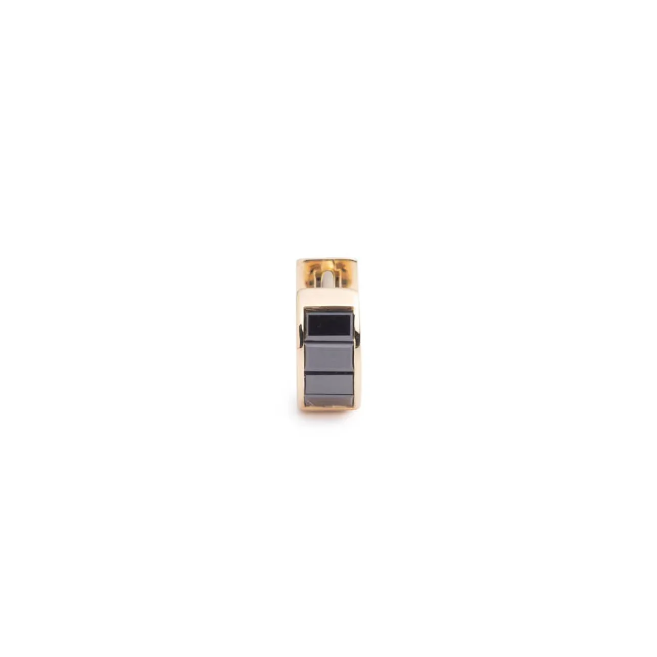 True Love | Baguette Huggie Earring | Black Diamond, Yellow Gold