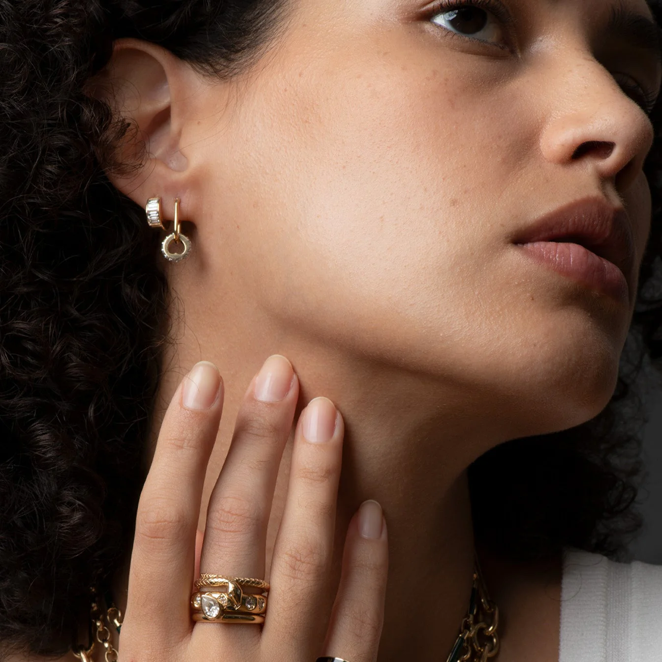 True Love | Baguette Huggie Earring | Diamond, Yellow Gold - Image 2