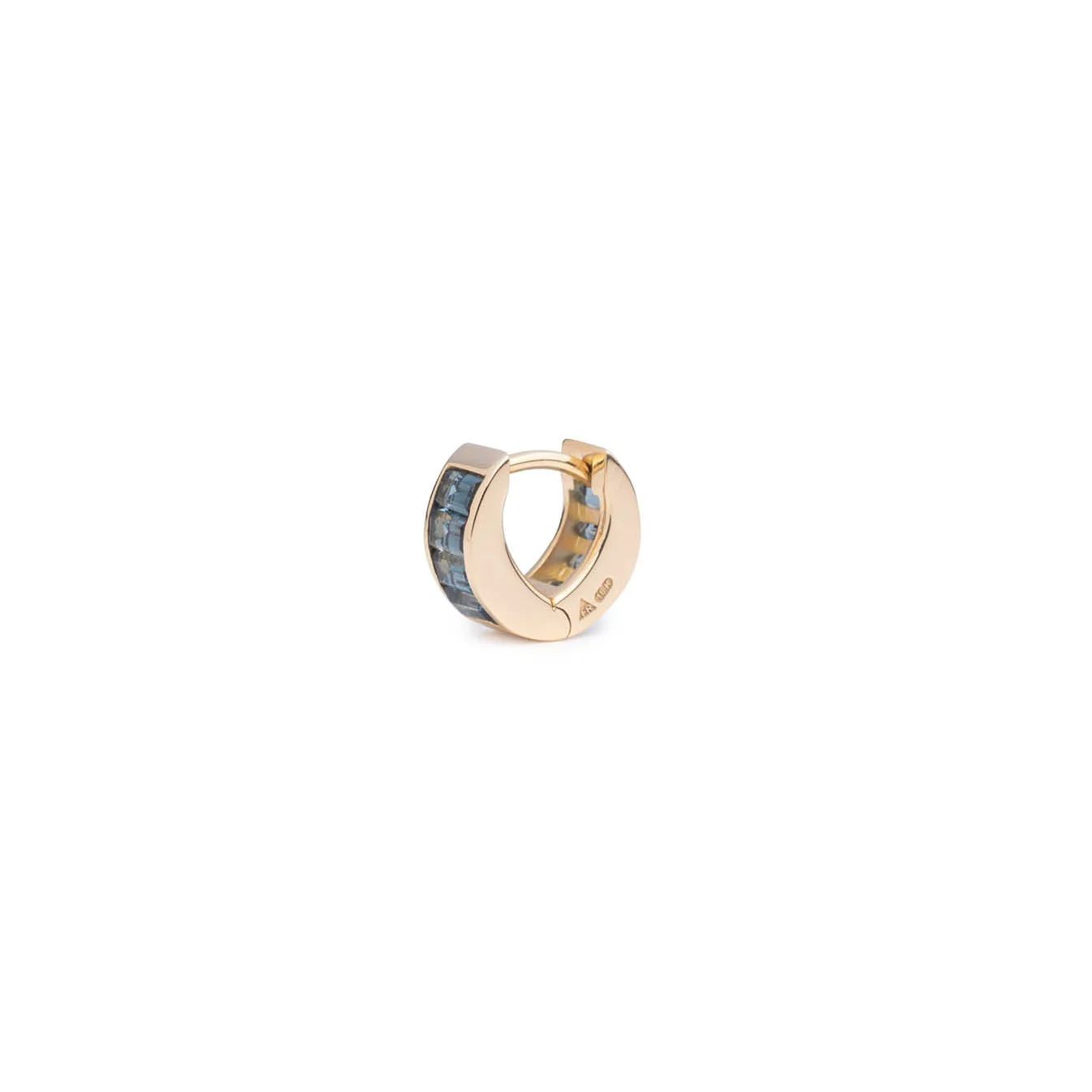 True Love | Baguette Huggie Earring | London Blue Topaz, Yellow Gold - Image 3
