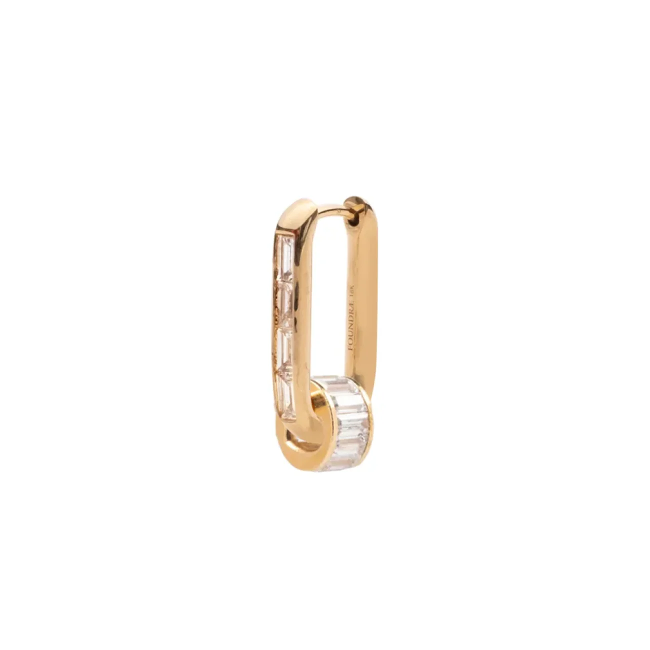 True Love | Baguette Heart Beat Fob Earring | Diamonds, Yellow Gold