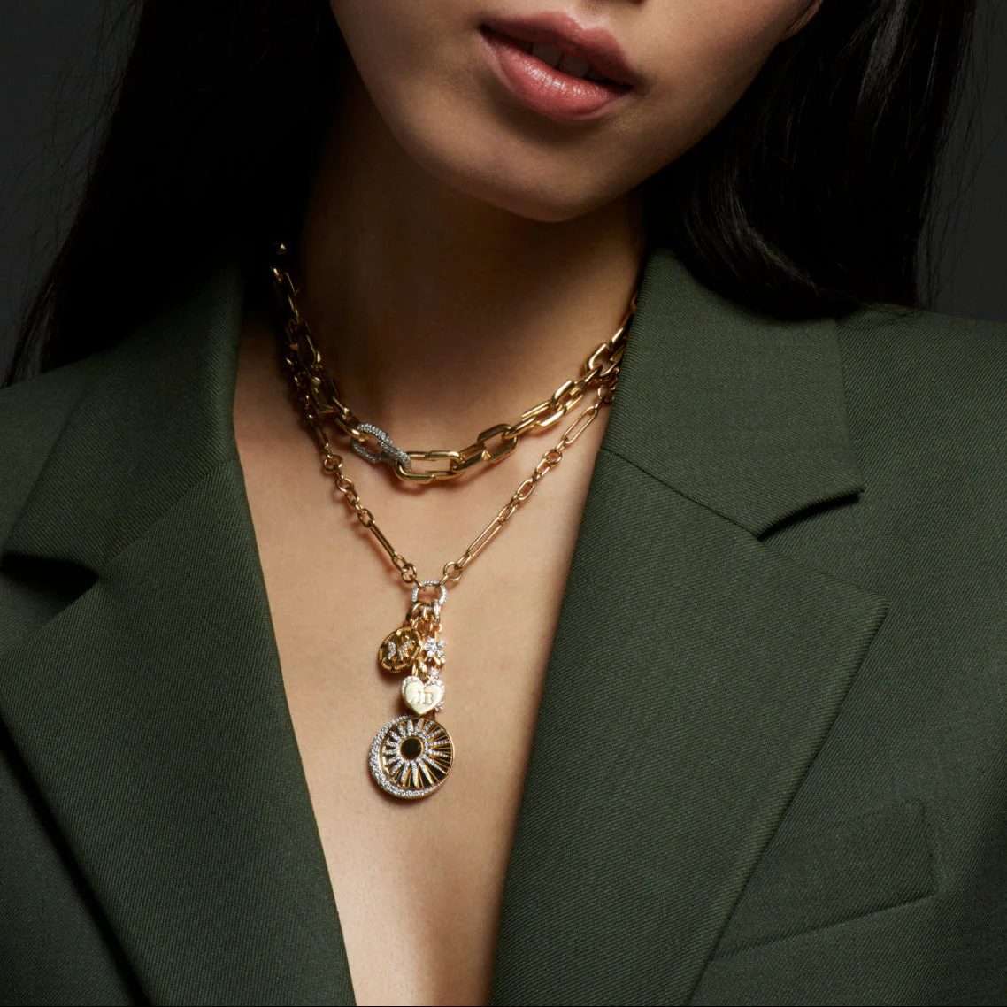 Personalized - Wholeness | Balance and Engravable Heart Small Mixed Clip Extension Necklace | Diamonds, Mixed Gold - Image 2
