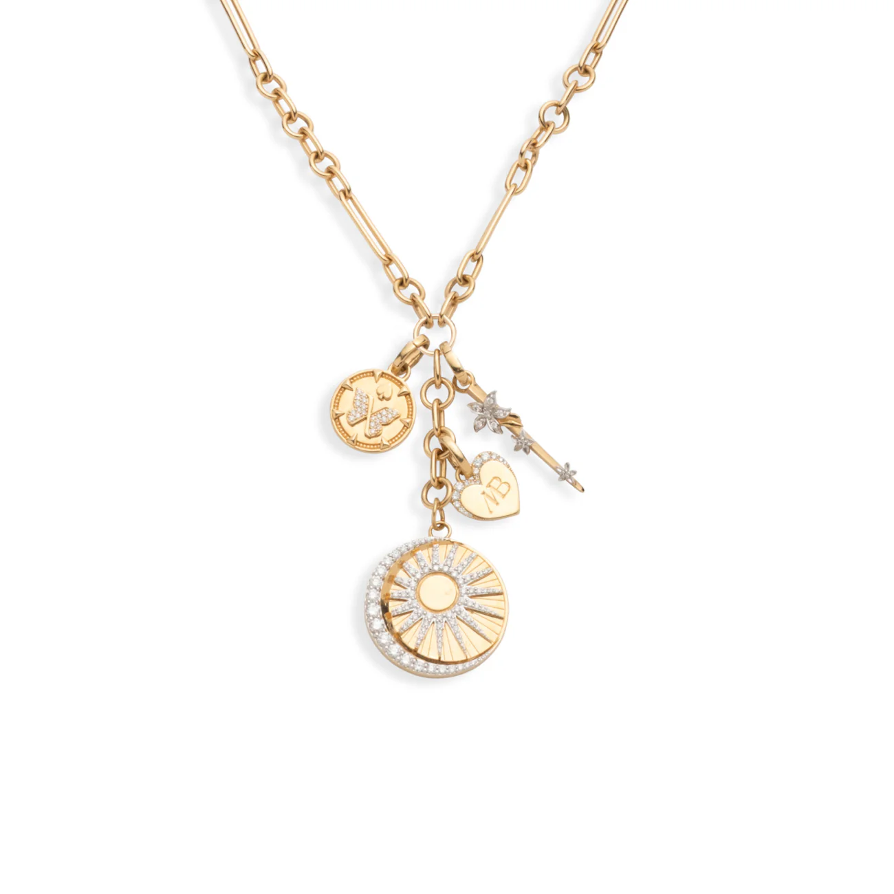 Personalized - Wholeness | Balance and Engravable Heart Small Mixed Clip Extension Necklace | Diamonds, Mixed Gold - Image 3