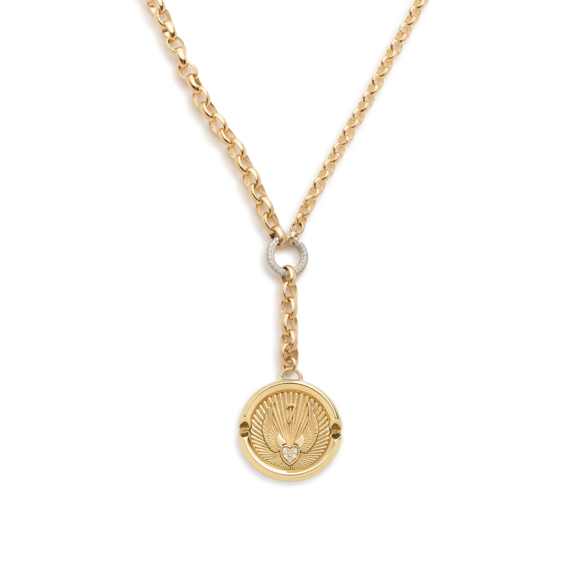 Vivacity | 'Beloved With Wings We Fly' Heavy Mixed Belcher Extension Necklace | Diamonds, Yellow Gold - Image 3