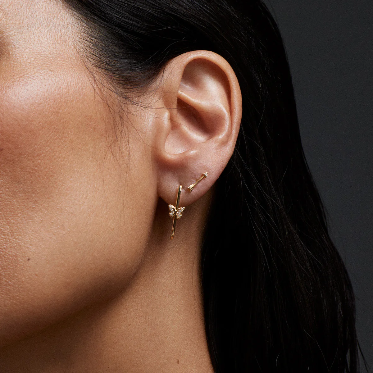 Reverie | Pavé Butterfly Fob Earring | Diamonds, Yellow Gold - Image 2