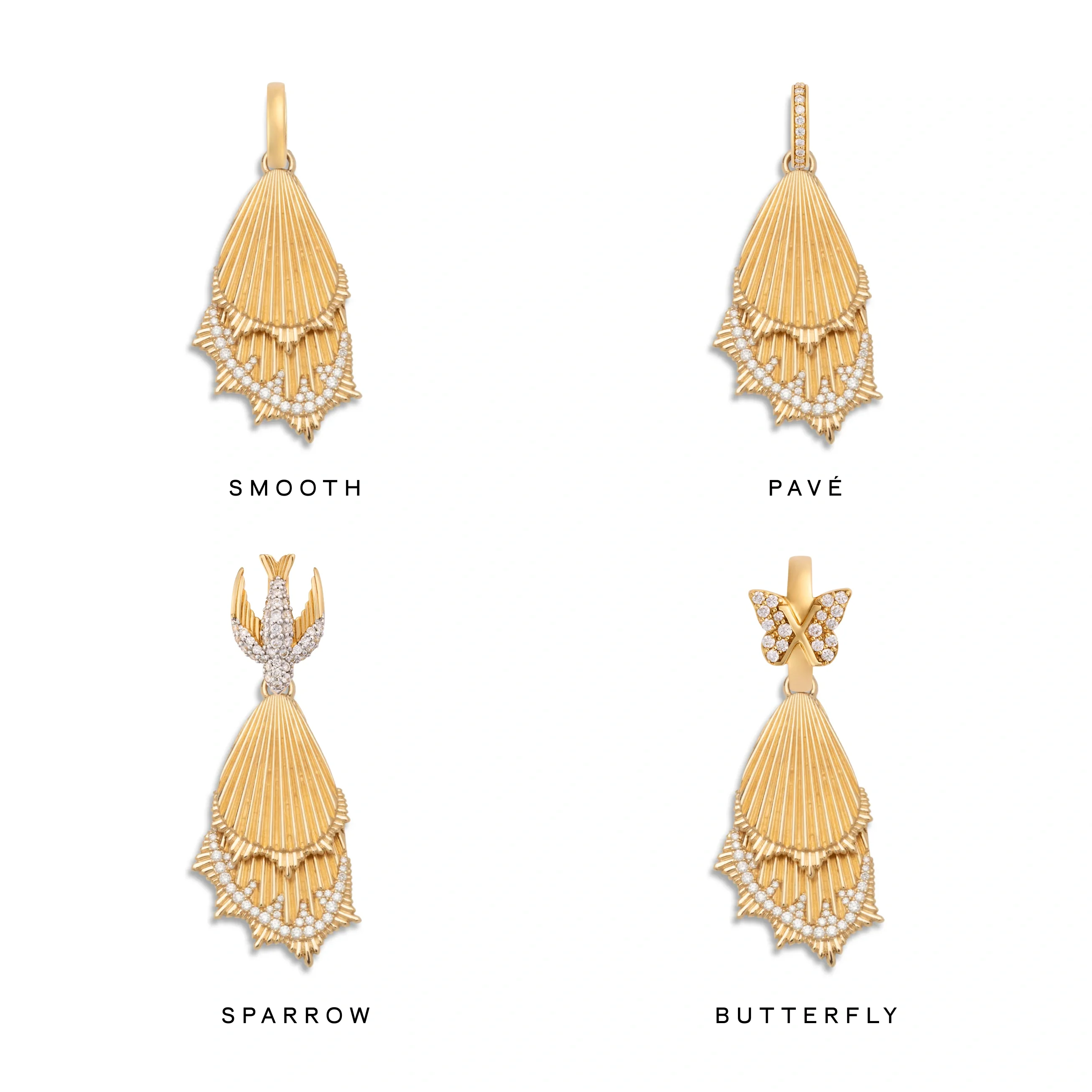 Reverie | Butterfly Wings Large Pendant | Diamonds, Yellow Gold - Image 3