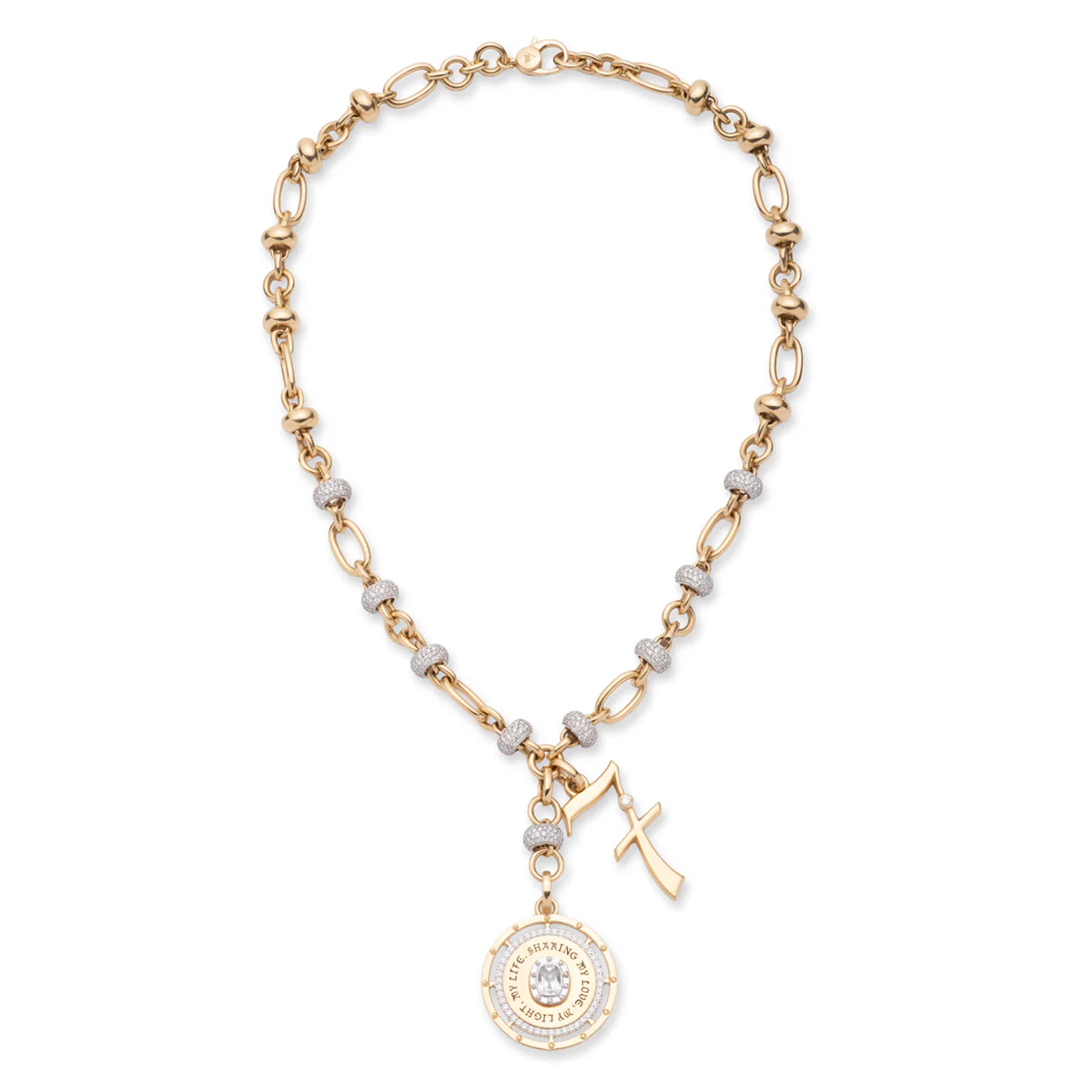 Personalized - True Love | Lovestruck Commitment and Engravable Number Pavé Orbit Extension Necklace | Diamonds, Yellow Gold - Image 3
