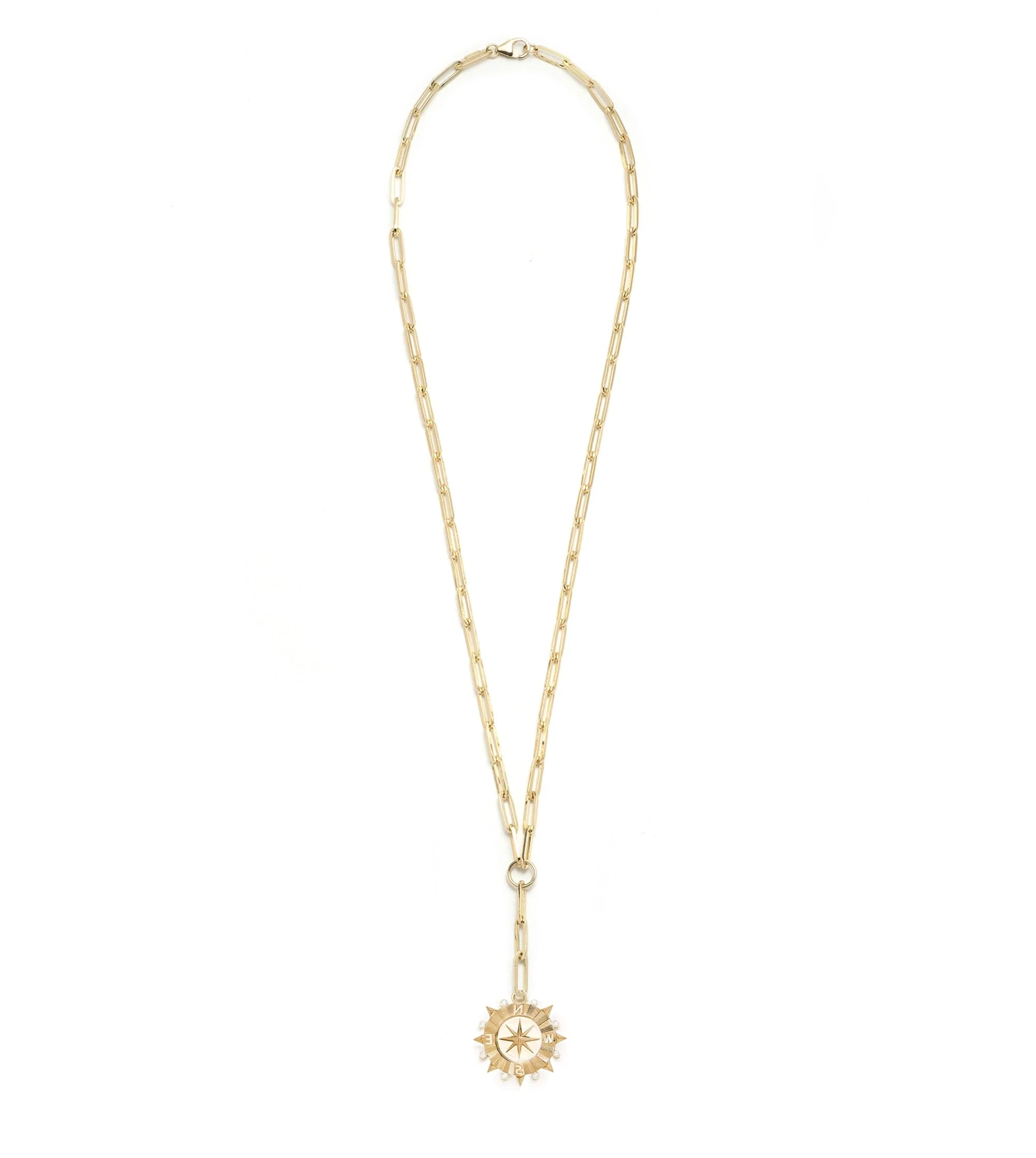Internal Compass | Medium Clip Extension Necklace | Diamonds, Yellow Gold - Image 3