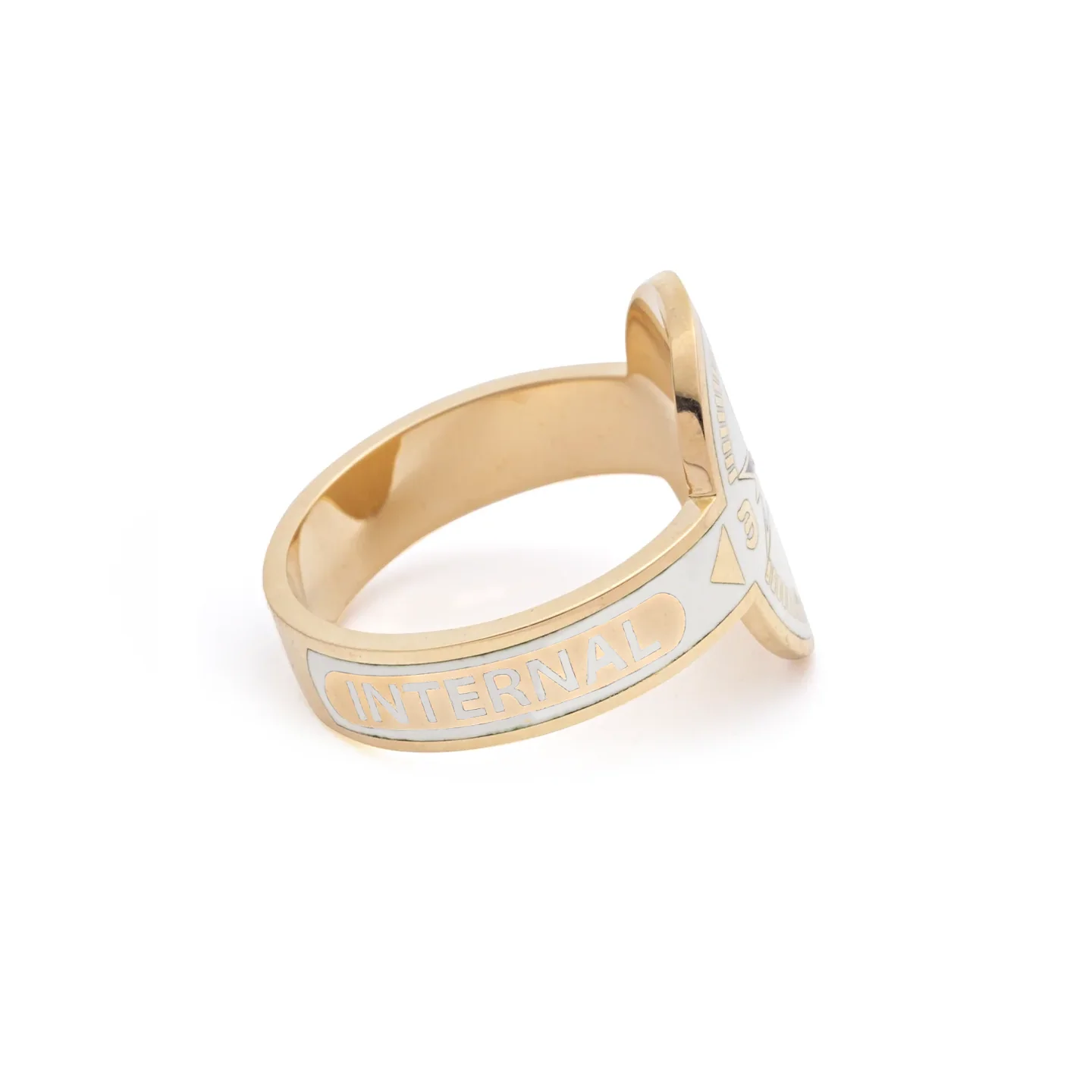 Internal Compass | Cigar Band | Cream Ceramic, Diamond, Yellow Gold - Image 3