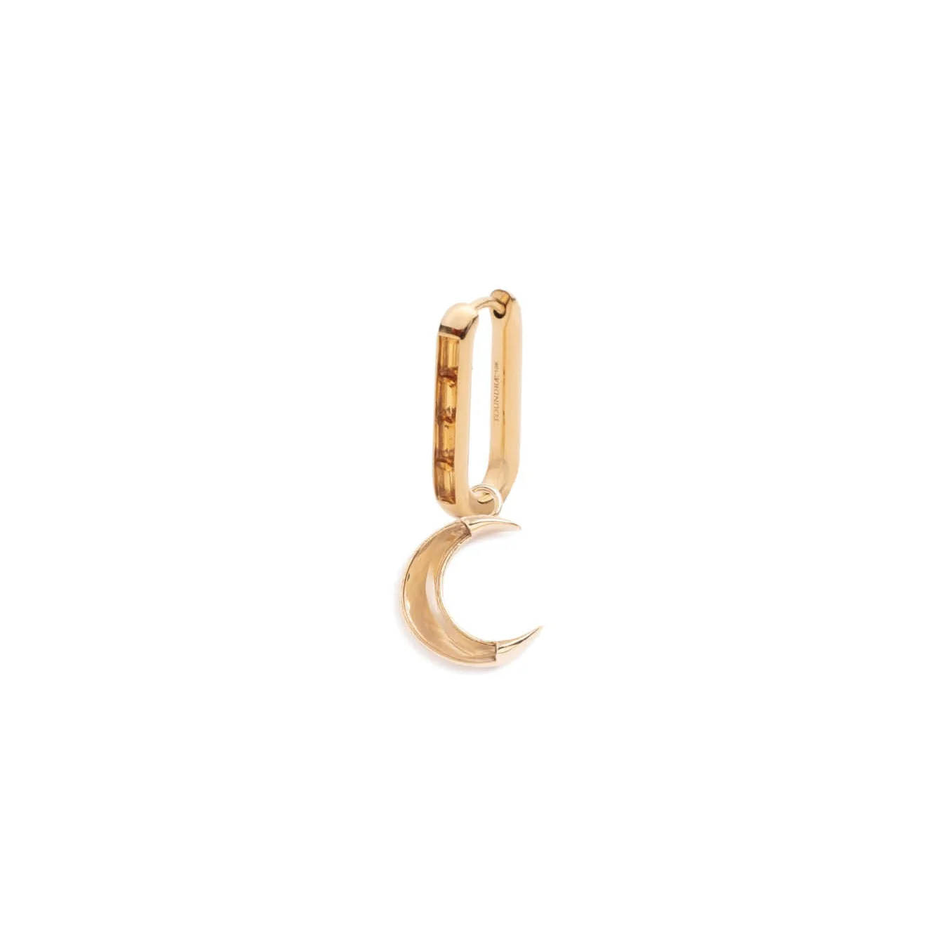 Infinite Gratitude | Gemstone Crescent Baguette Fob Earring | Diamonds, Yellow Gold - Image 3