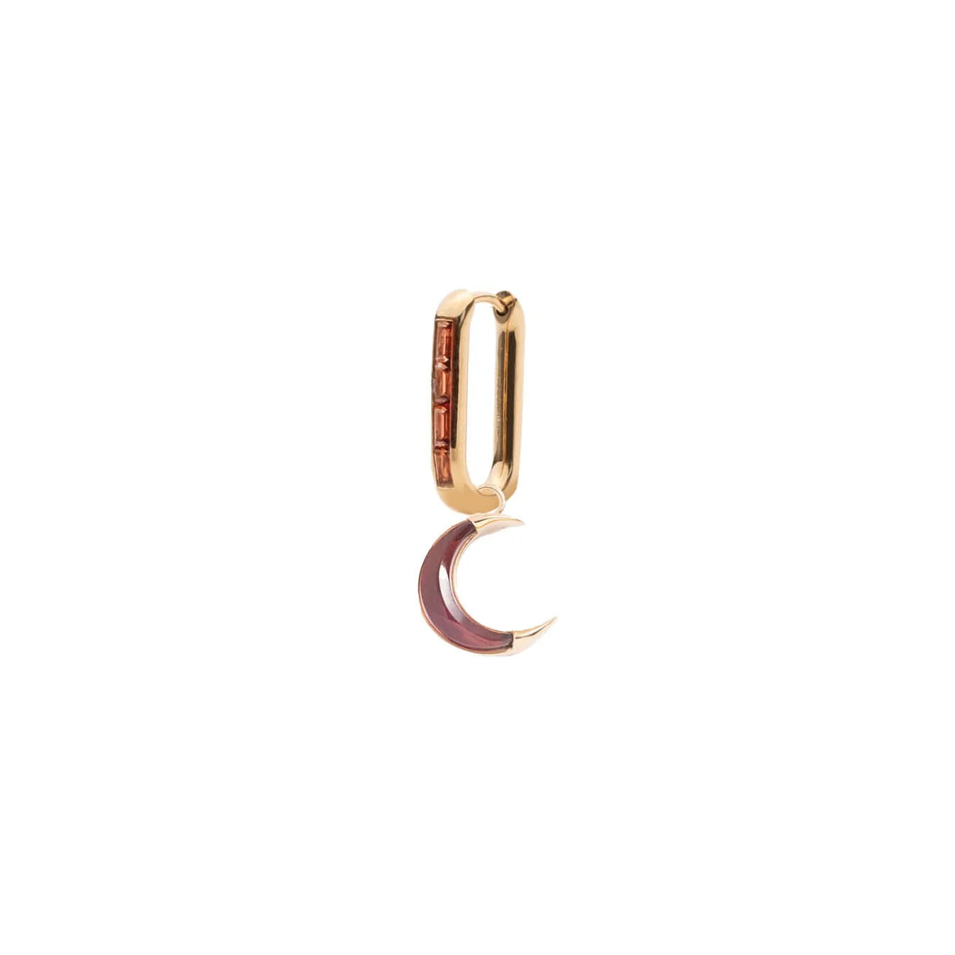 Infinite Gratitude | Gemstone Crescent Baguette Fob Earring | Diamonds, Yellow Gold - Image 4