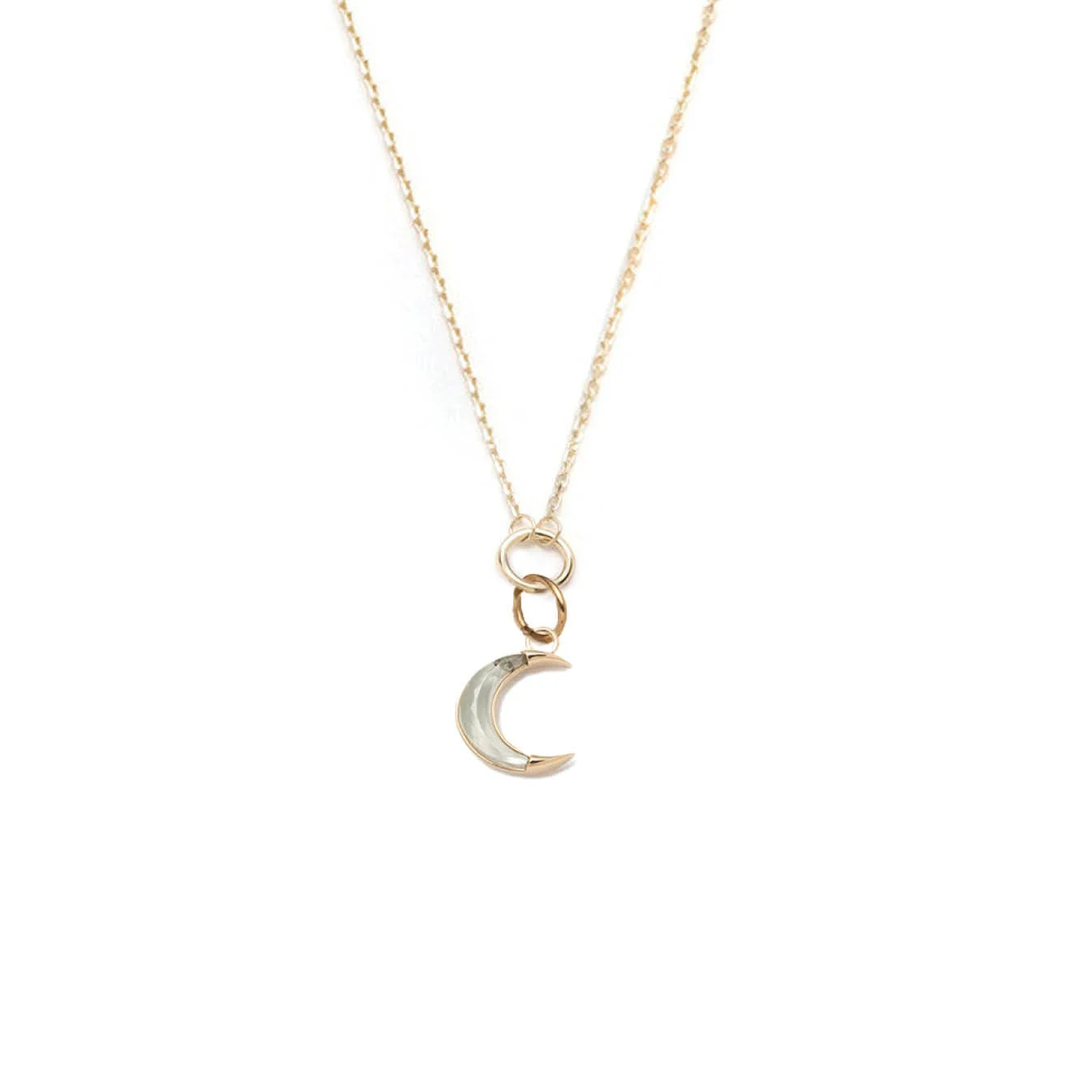 Infinite Gratitude | Gemstone Crescent Thread Necklace | Yellow Gold - Image 6