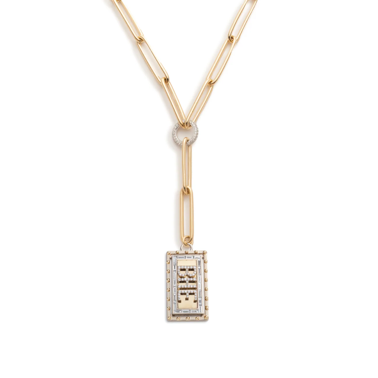 Personalized - True Love | Lovestruck Pierced Large Clip Extension Necklace | Diamonds, Yellow Gold - Image 5