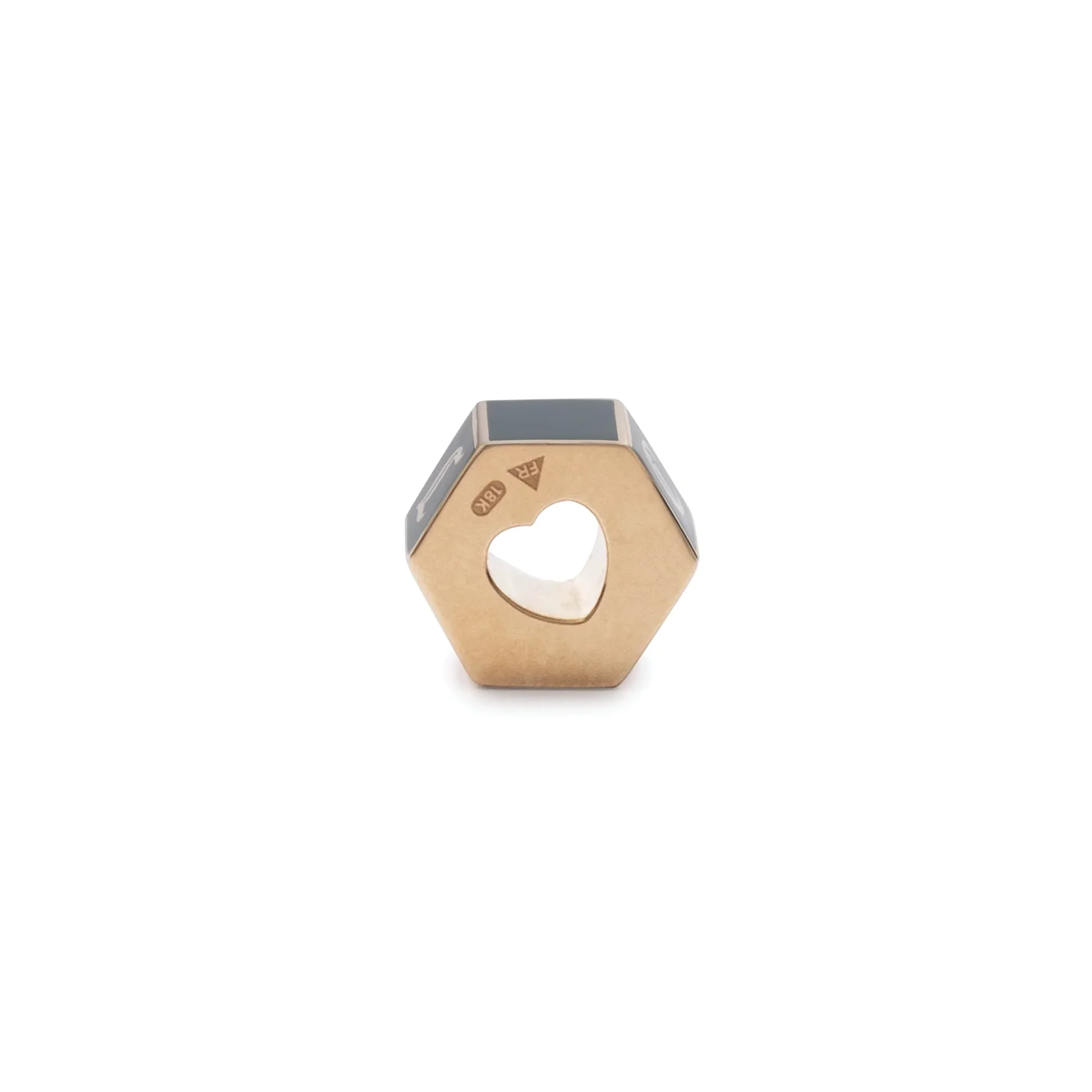 Personalized | Custom Faceted Medium Heart Beat | Black Ceramic, Yellow Gold - Image 3