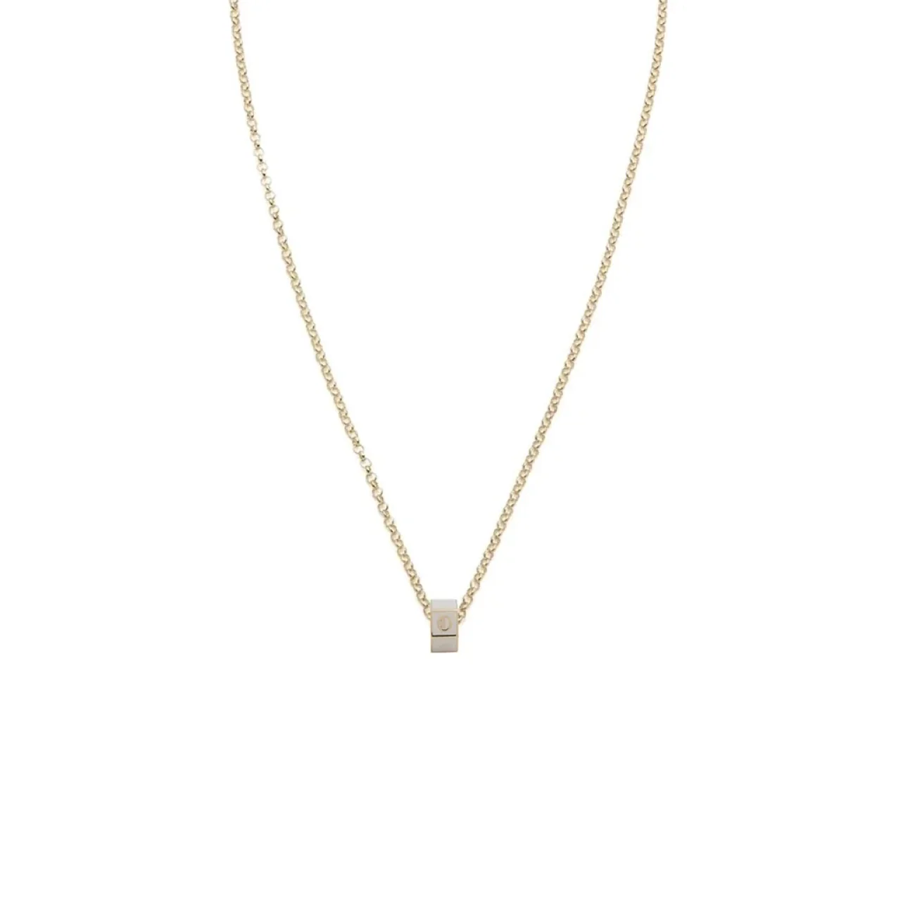 Personalized - True Love | Custom Medium Ceramic Faceted Heart Beat Belcher Necklace | Cream Ceramic, Yellow Gold