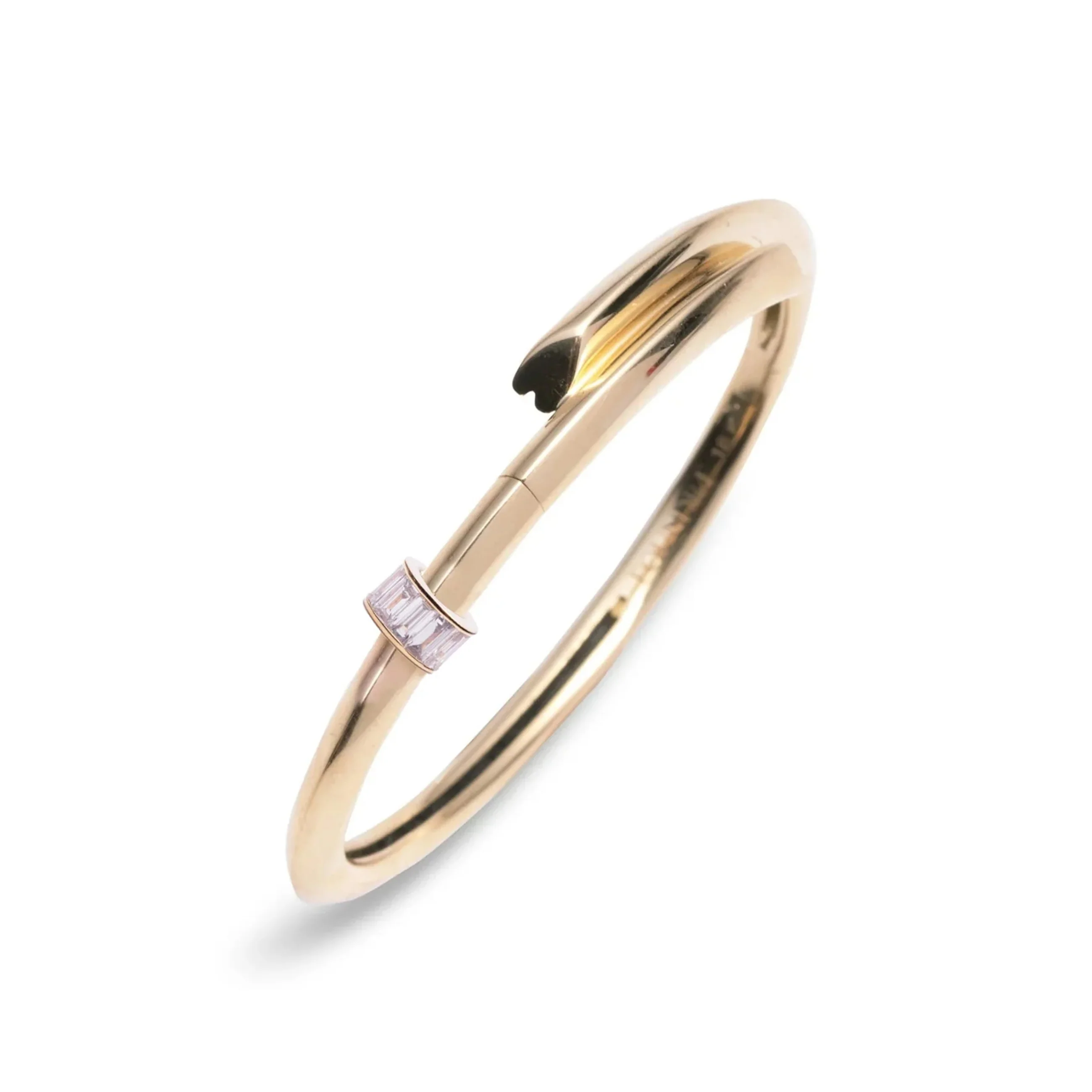 True Love | Baguette Strong Heart Bangle | Diamonds, Yellow Gold