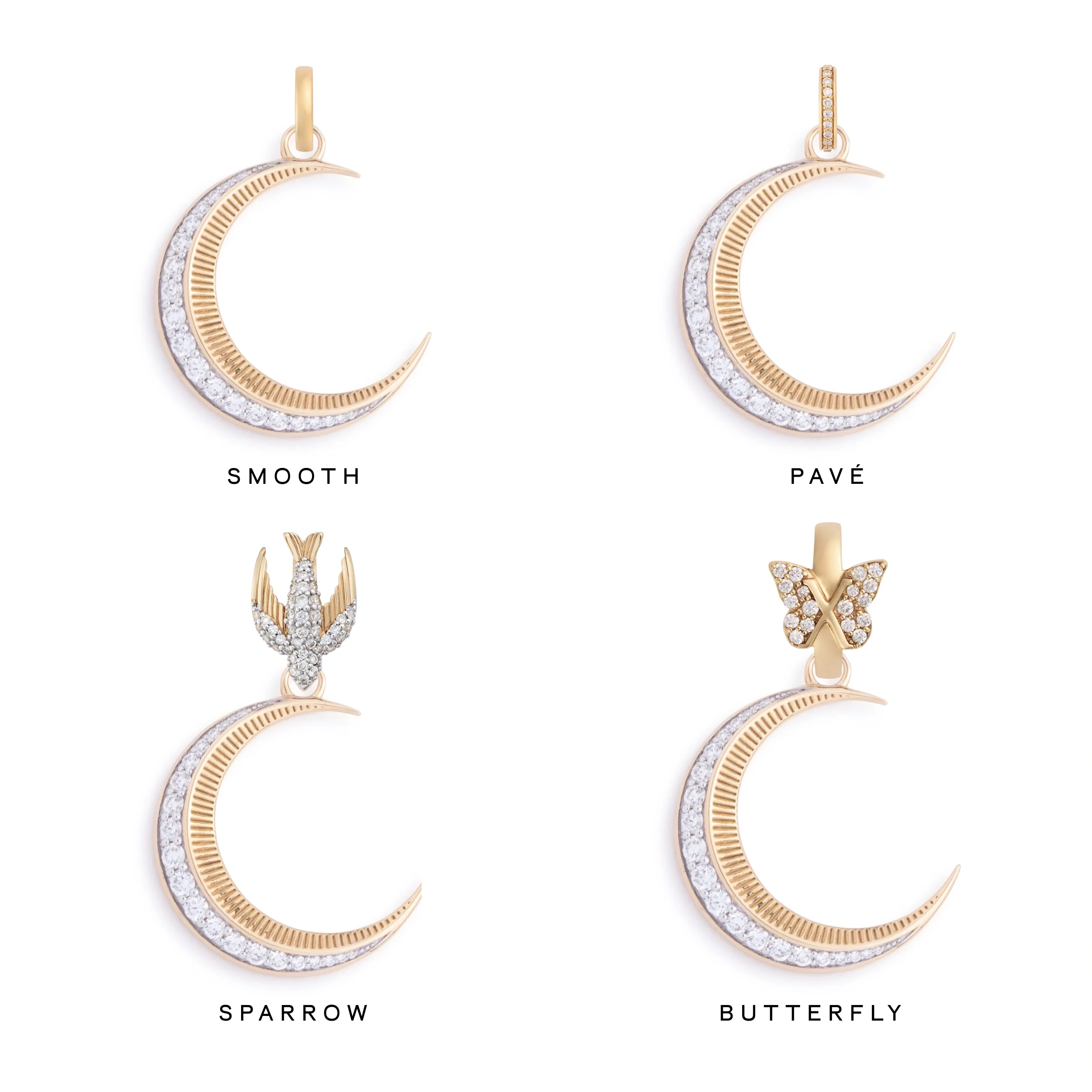 Infinite Gratitude | Crescent Medium Pendant | Diamonds, Yellow Gold - Image 3