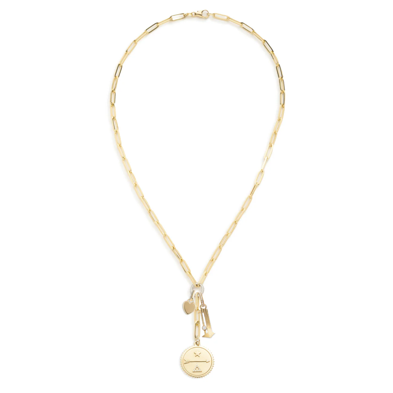 Personalized - Dream | Number and Engravable Heart Ingot Medium Clip Extension Necklace | Diamonds, Yellow Gold - Image 2