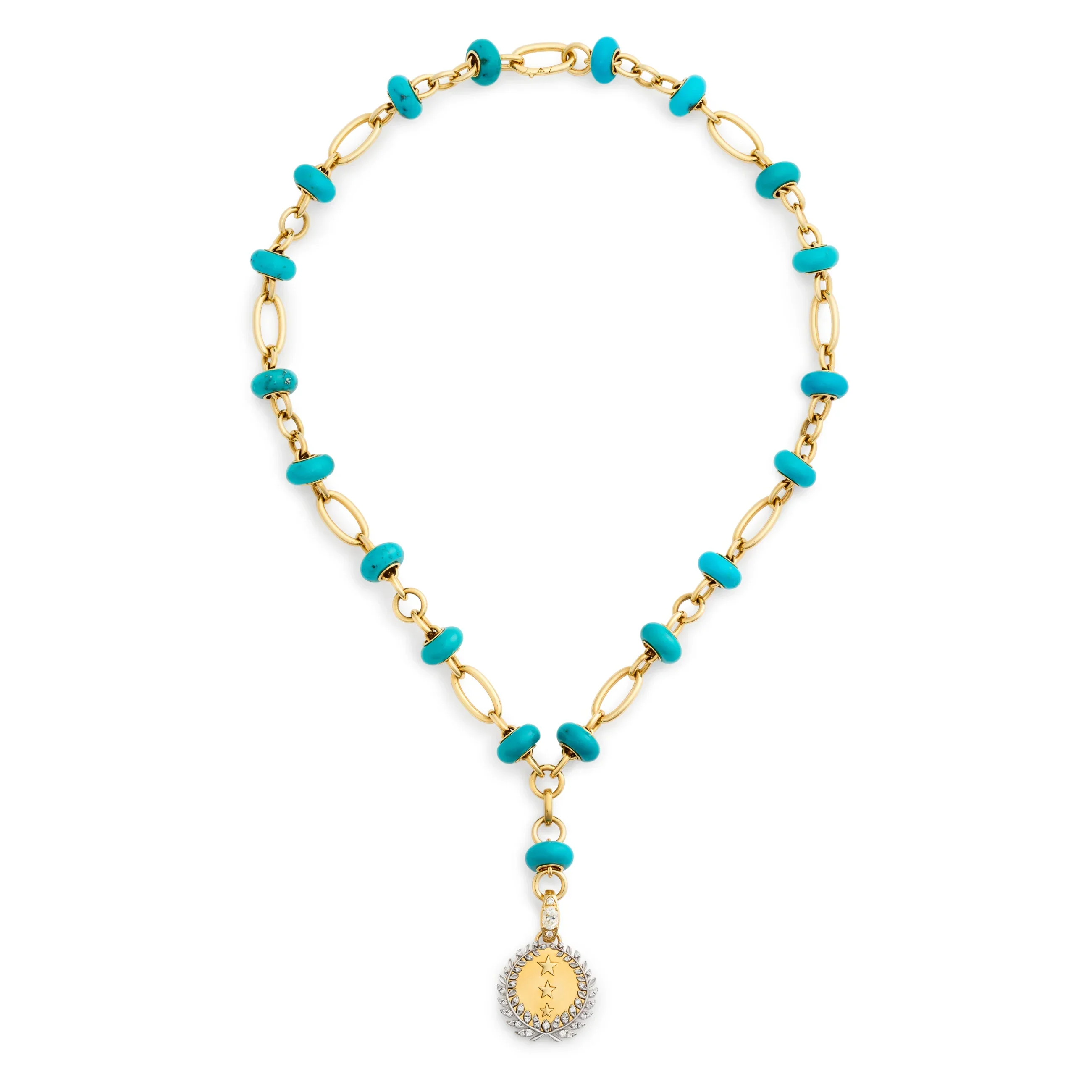 Dream | Per Aspera Ad Astra Orbit Stone Extension Necklace | Diamonds, Turquoise, Yellow Gold - Image 3