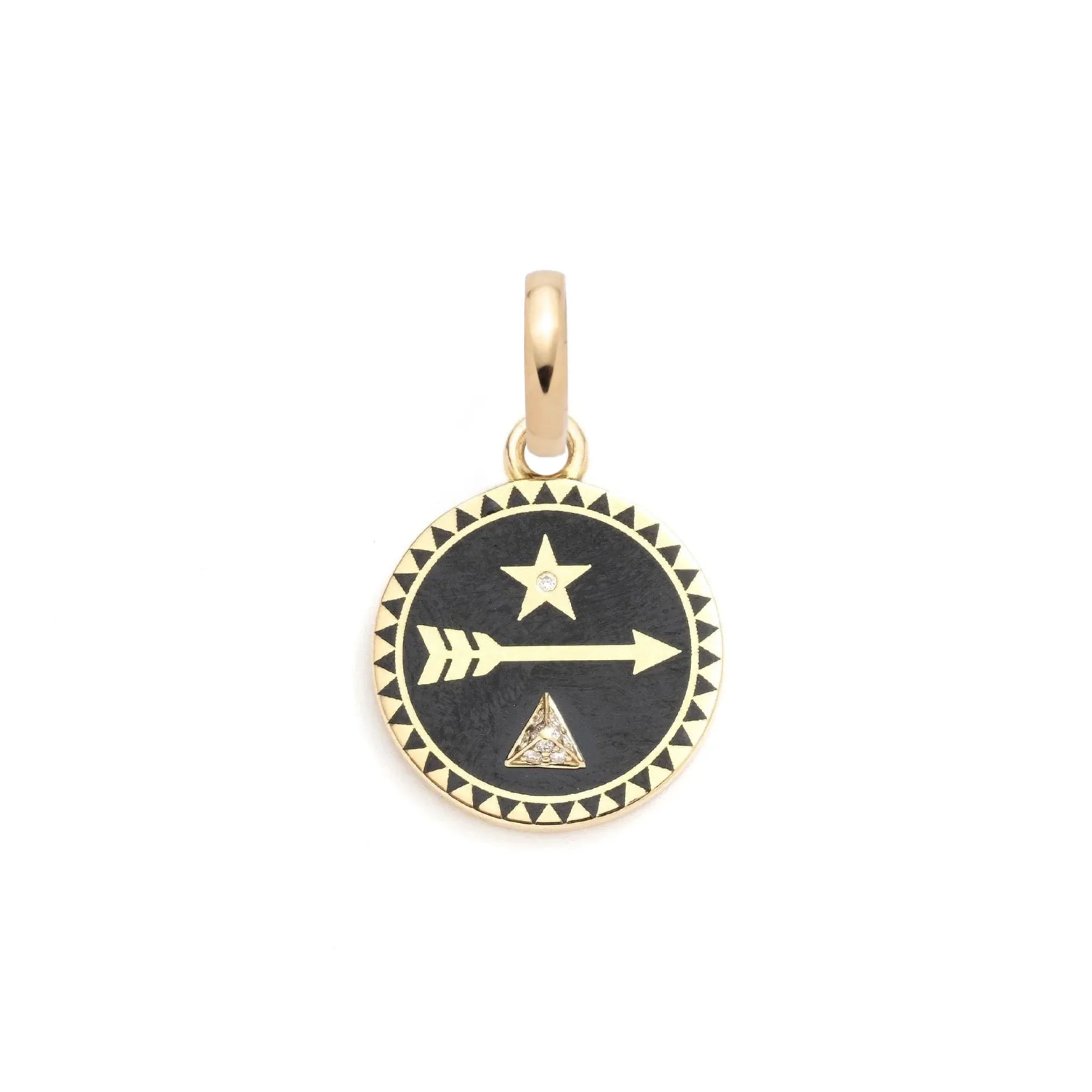 Dream | Ceramic Baby Medallion | Black Ceramic, Diamonds, Yellow Gold