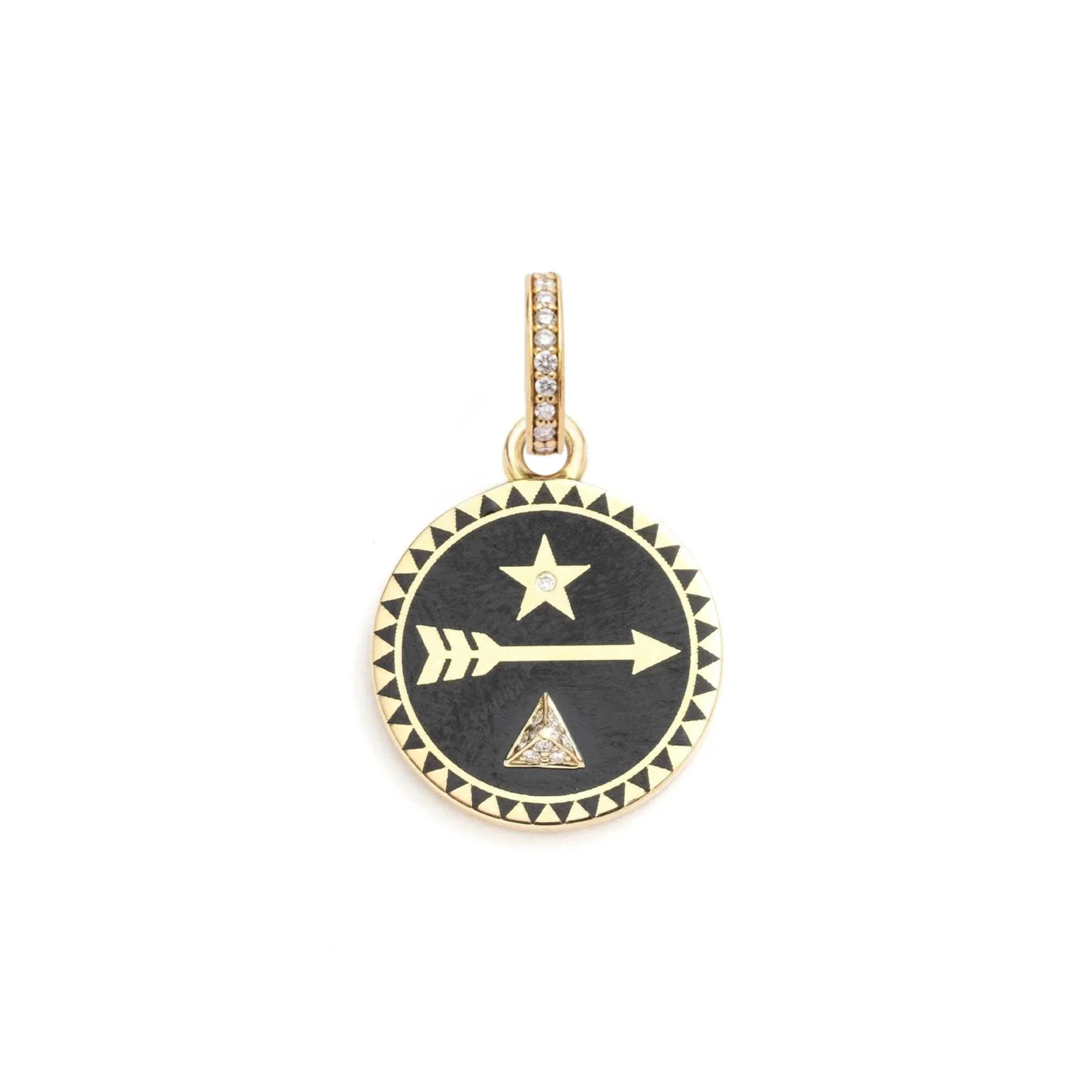 Dream | Ceramic Baby Medallion | Black Ceramic, Diamonds, Yellow Gold - Image 2