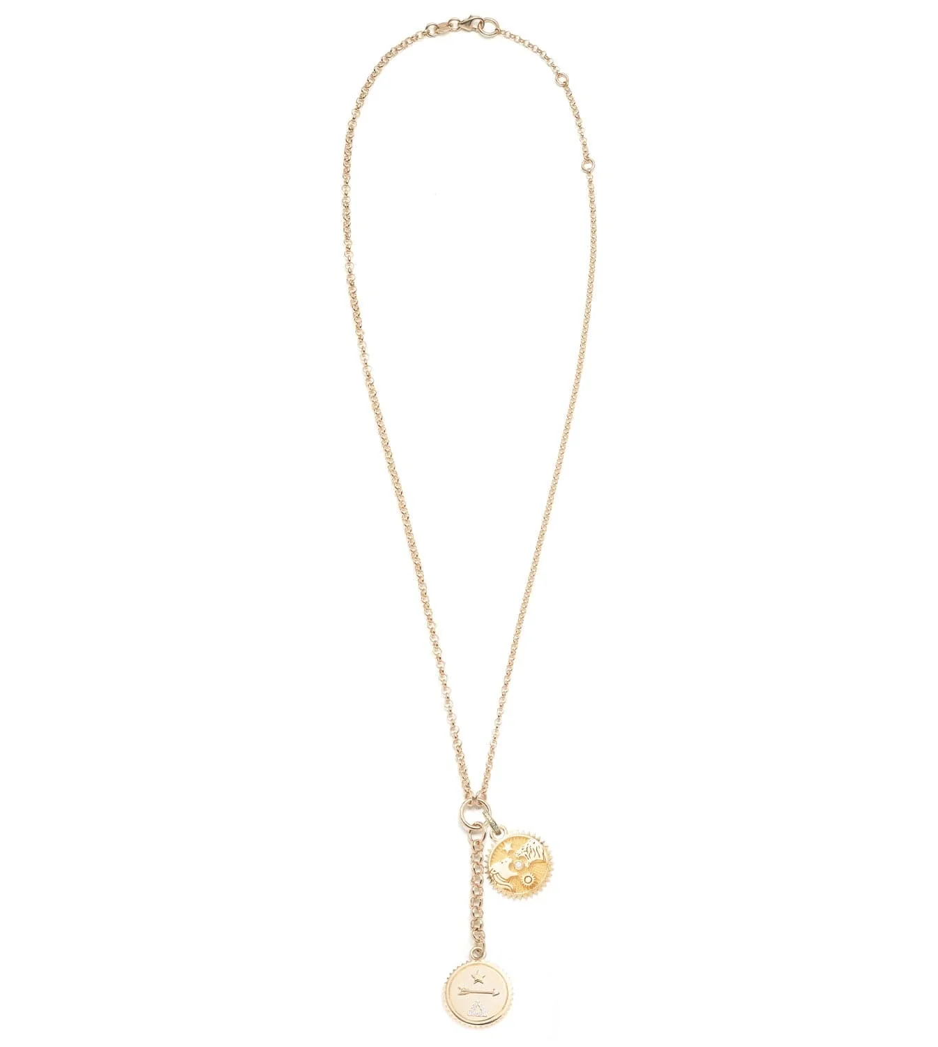 Dream - Strength | Dream and Solar & Lunar Small Mixed Belcher Extension Necklace | Diamonds, Yellow Gold - Image 3