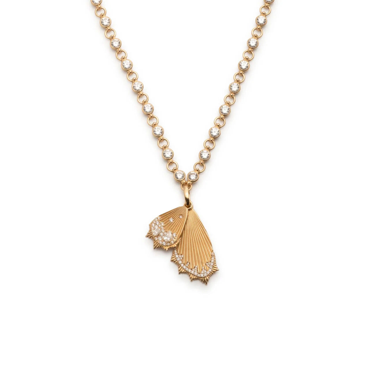 Reverie | Encrusted Butterfly Wings Rivière Link Necklace | Diamonds, Yellow Gold
