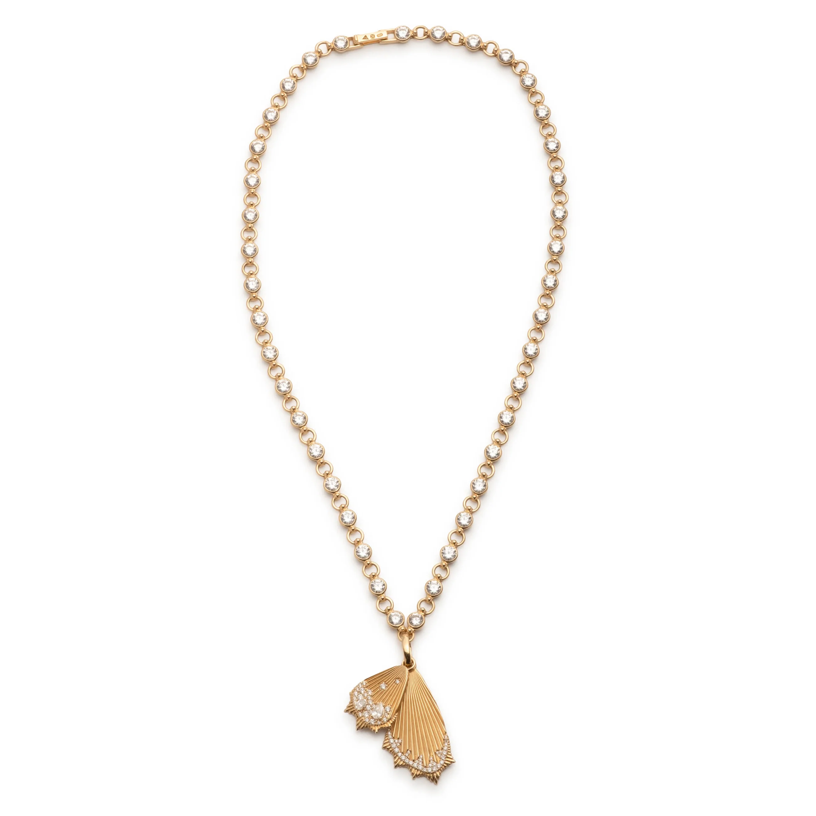 Reverie | Encrusted Butterfly Wings Rivière Link Necklace | Diamonds, Yellow Gold - Image 3