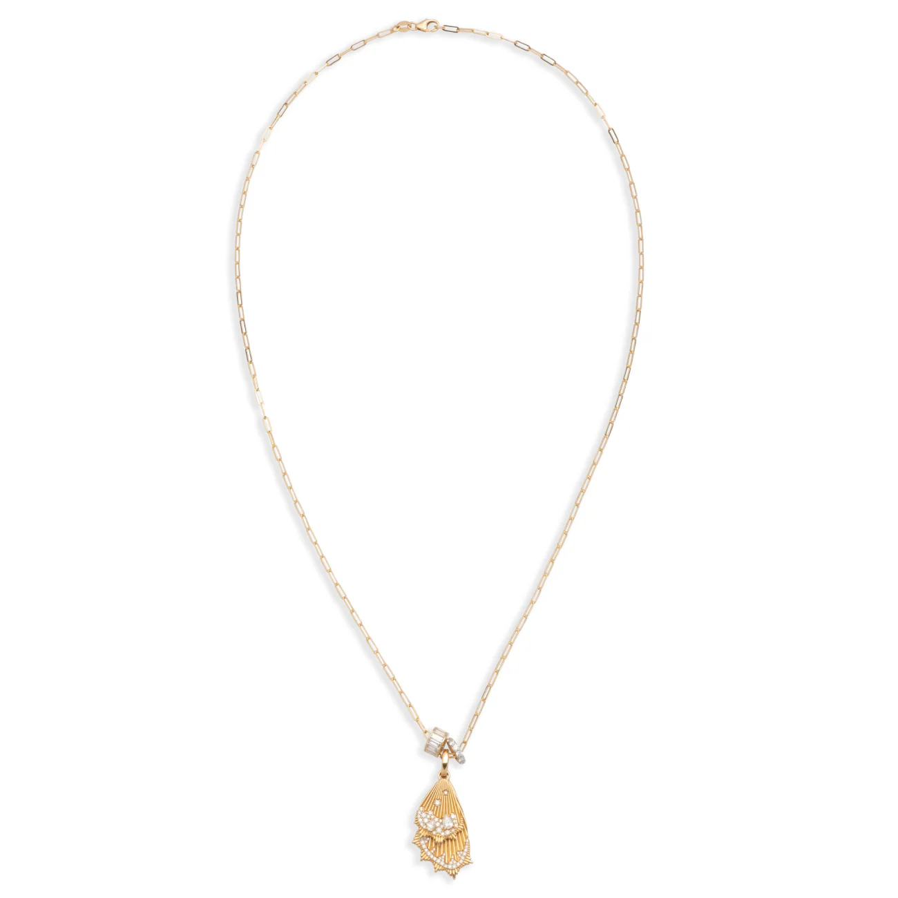 Reverie - True Love | Encrusted Butterfly Wings and Heart Beats Fine Clip Necklace | Diamonds, Yellow Gold - Image 3