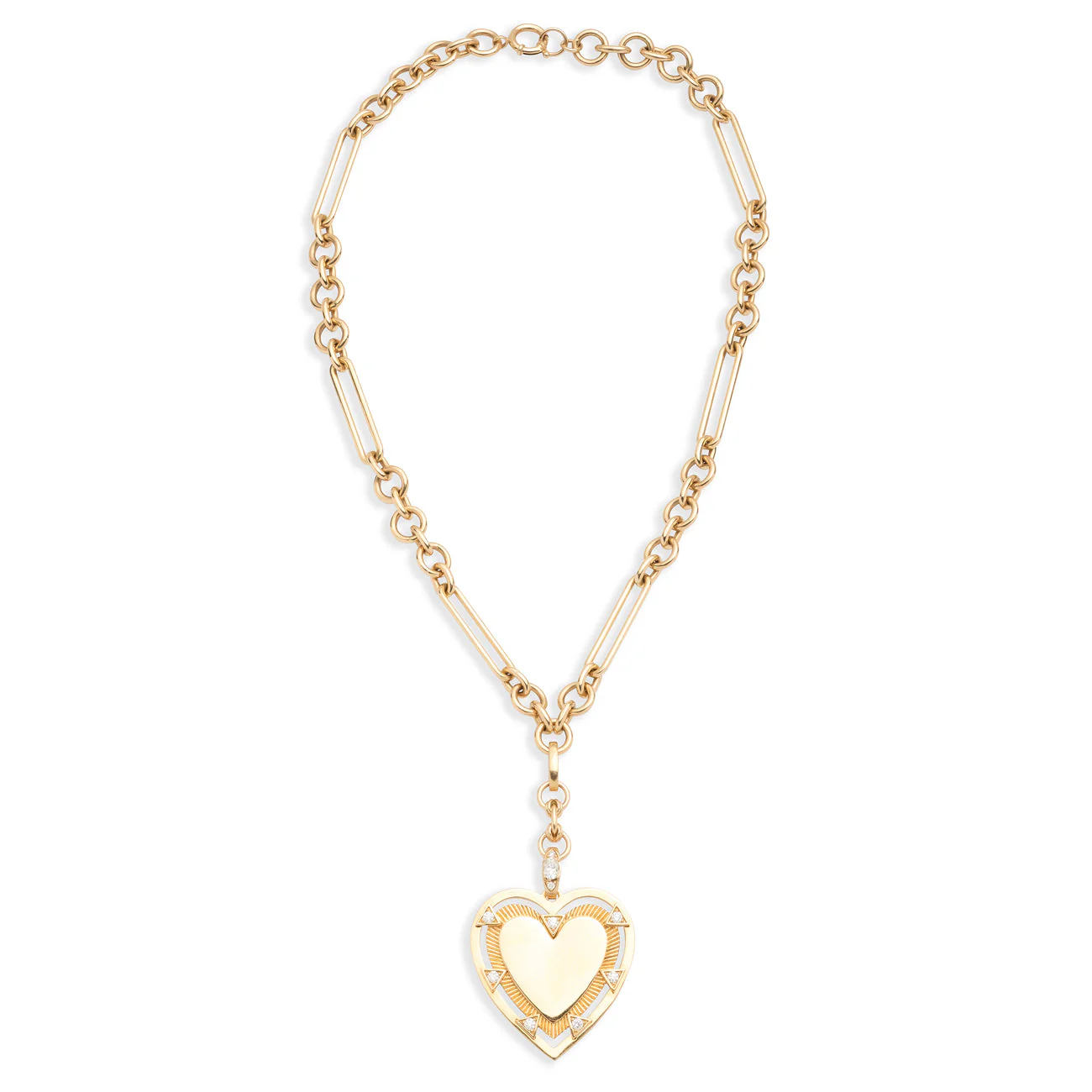 Personalized - True Love | Engravable Heart Midsize Mixed Clip Extension Necklace | Diamonds, Yellow Gold - Image 2
