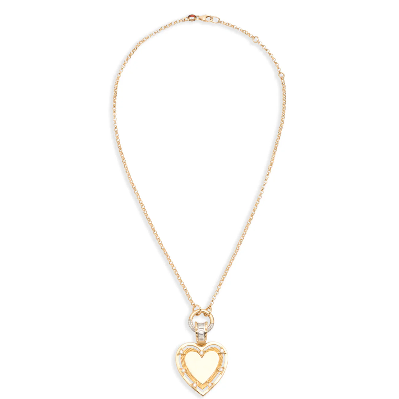 Personalized - True Love | Engravable Heart Small Belcher Open Necklace | Diamonds, Yellow Gold - Image 3
