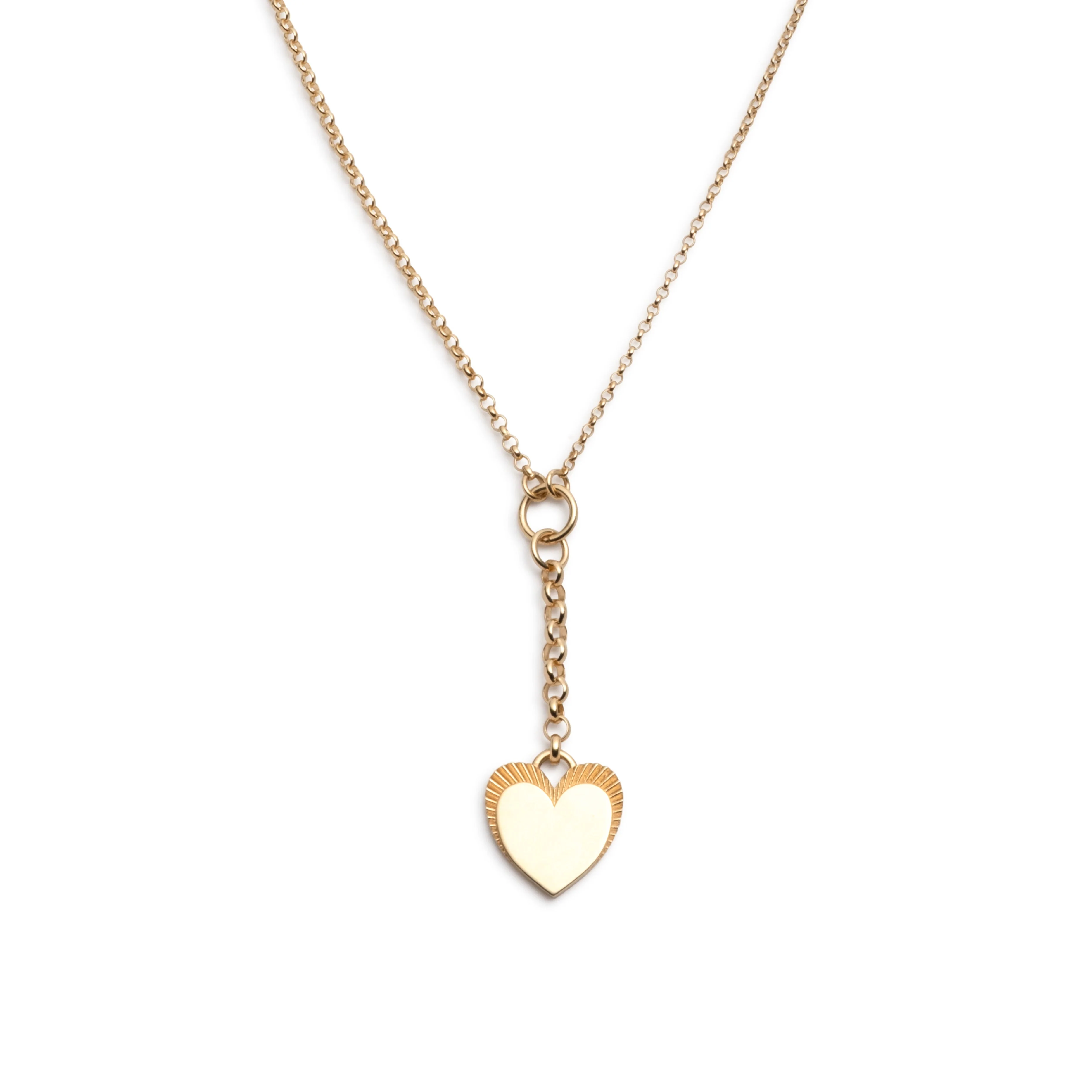 Personalized - True Love | Engravable Heart Small Mixed Belcher Extension Necklace | Yellow Gold