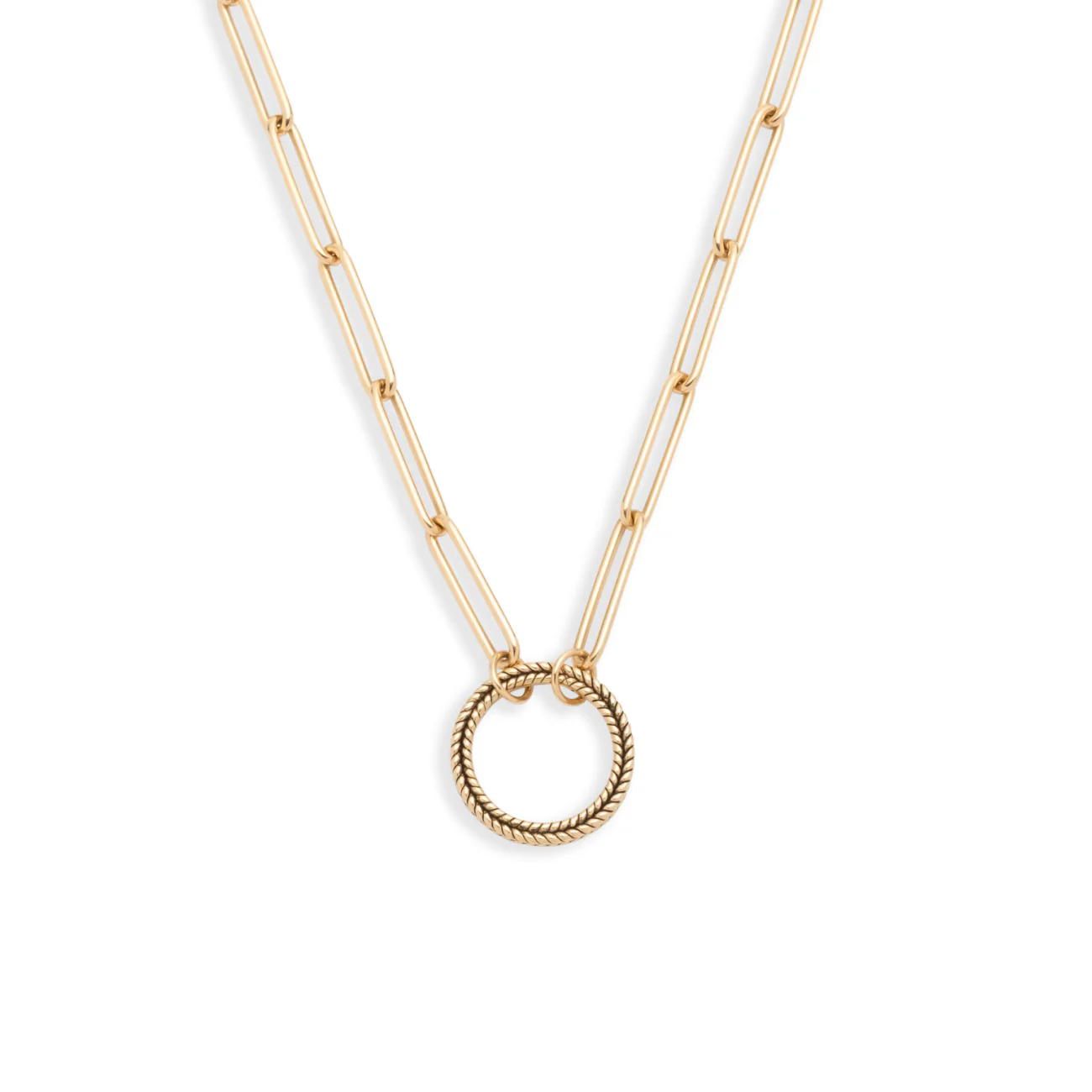 Clip | Large Clip Open Chain with Braided Wheat Annex Link | Yellow Gold