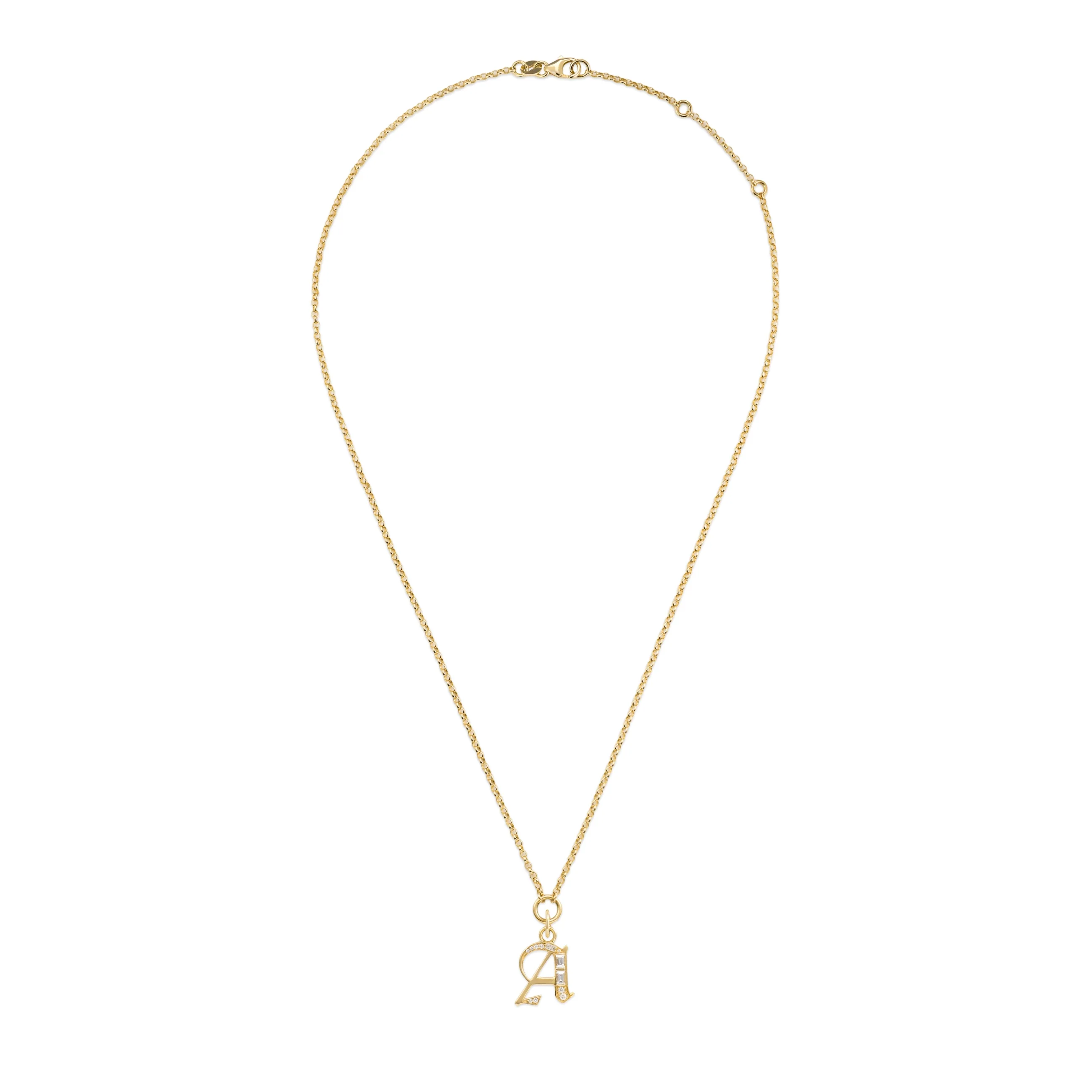 Foundation - Personalized | Diamond Initial Fine Belcher Necklace | Diamonds, Yellow Gold - Image 3