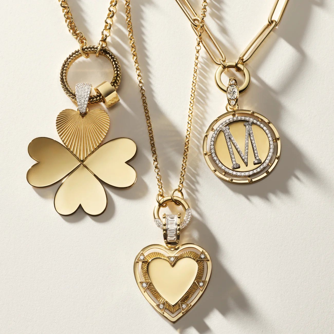True Love | Four Heart Clover and Heart Beats Medium Belcher Open Chain | Diamonds, Yellow Gold - Image 2