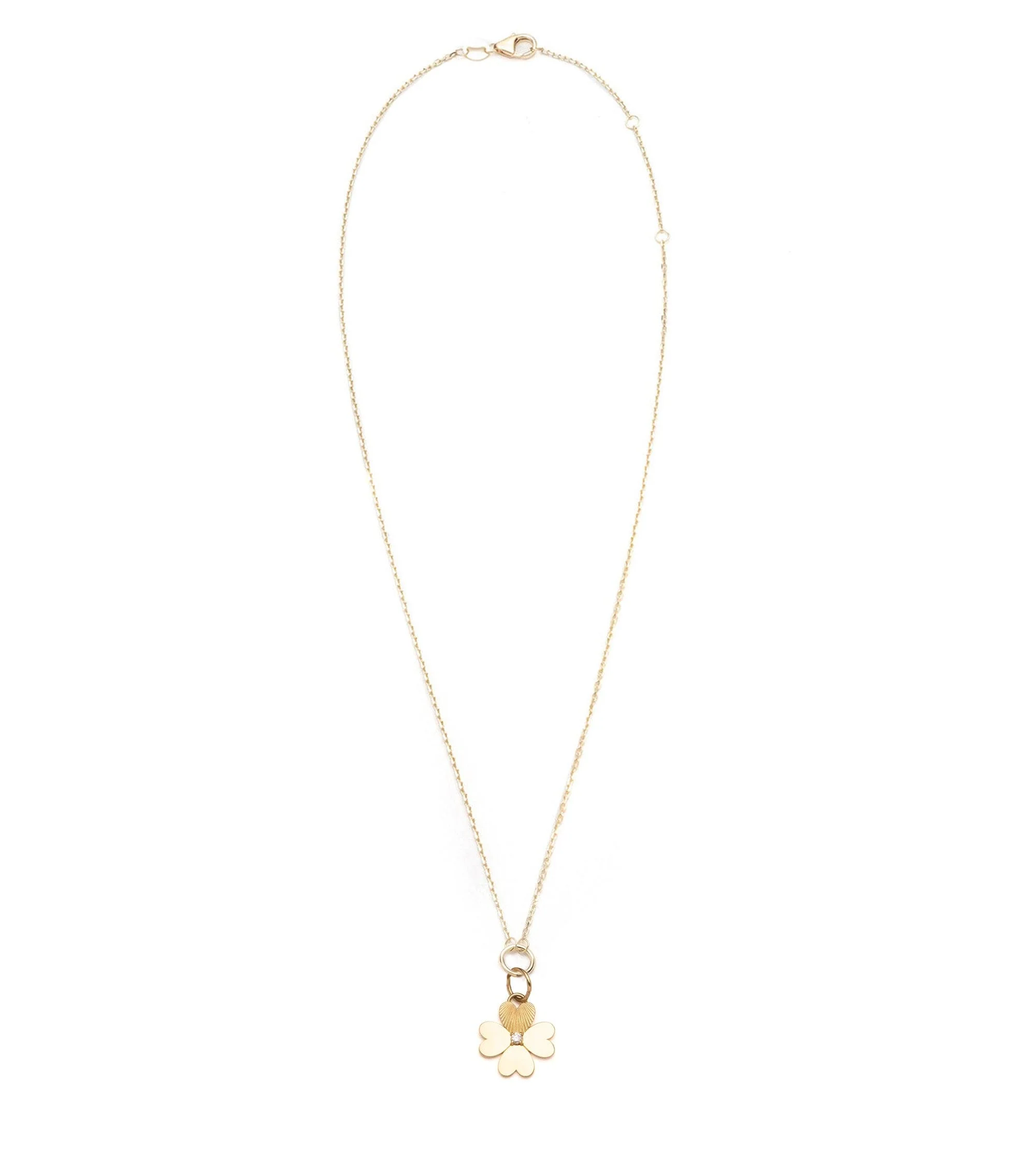 Personalized - True Love | Engravable Four Heart Clover Thread Necklace | Diamond, Yellow Gold - Image 3