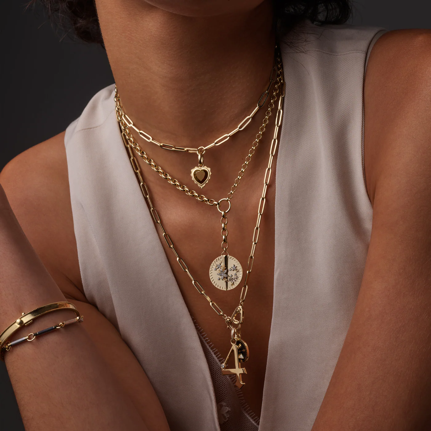 True Love | Gemstone Heart Medallion | Smoky Quartz, Yellow Gold - Image 2