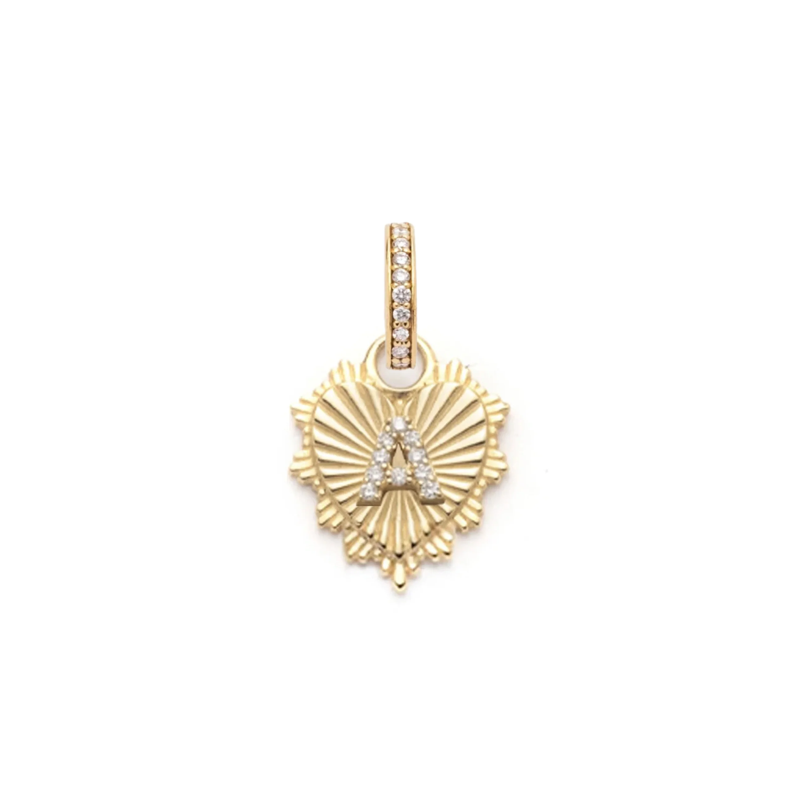 Personalized - True Love | Initial Heart Love Token Miniature Medallion | Diamonds, Yellow Gold - Image 3