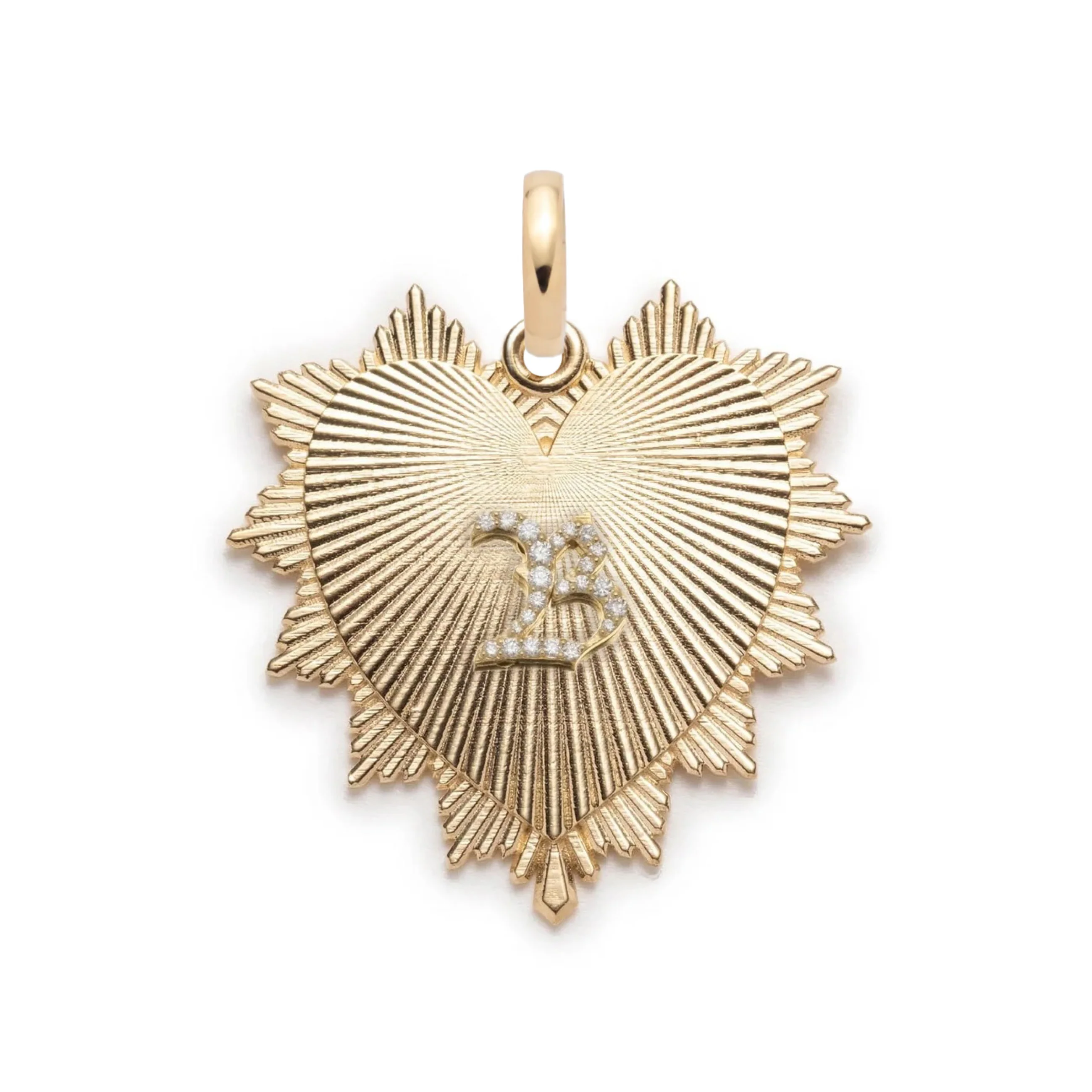 Personalized - True Love | Initial Heart Love Token Oversized Medallion | Diamonds, Yellow Gold