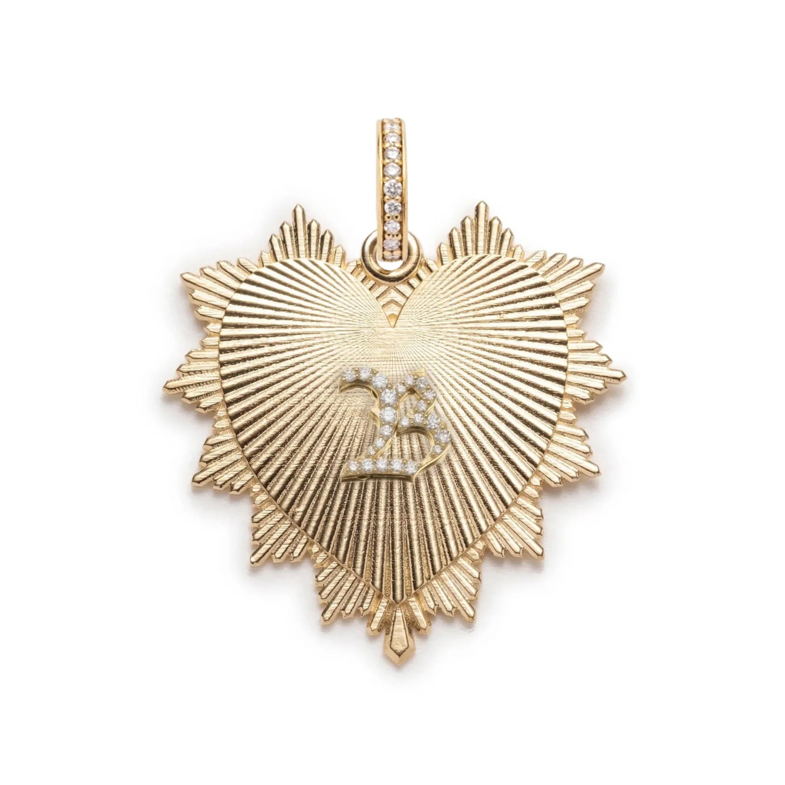 Personalized - True Love | Initial Heart Love Token Oversized Medallion | Diamonds, Yellow Gold - Image 3