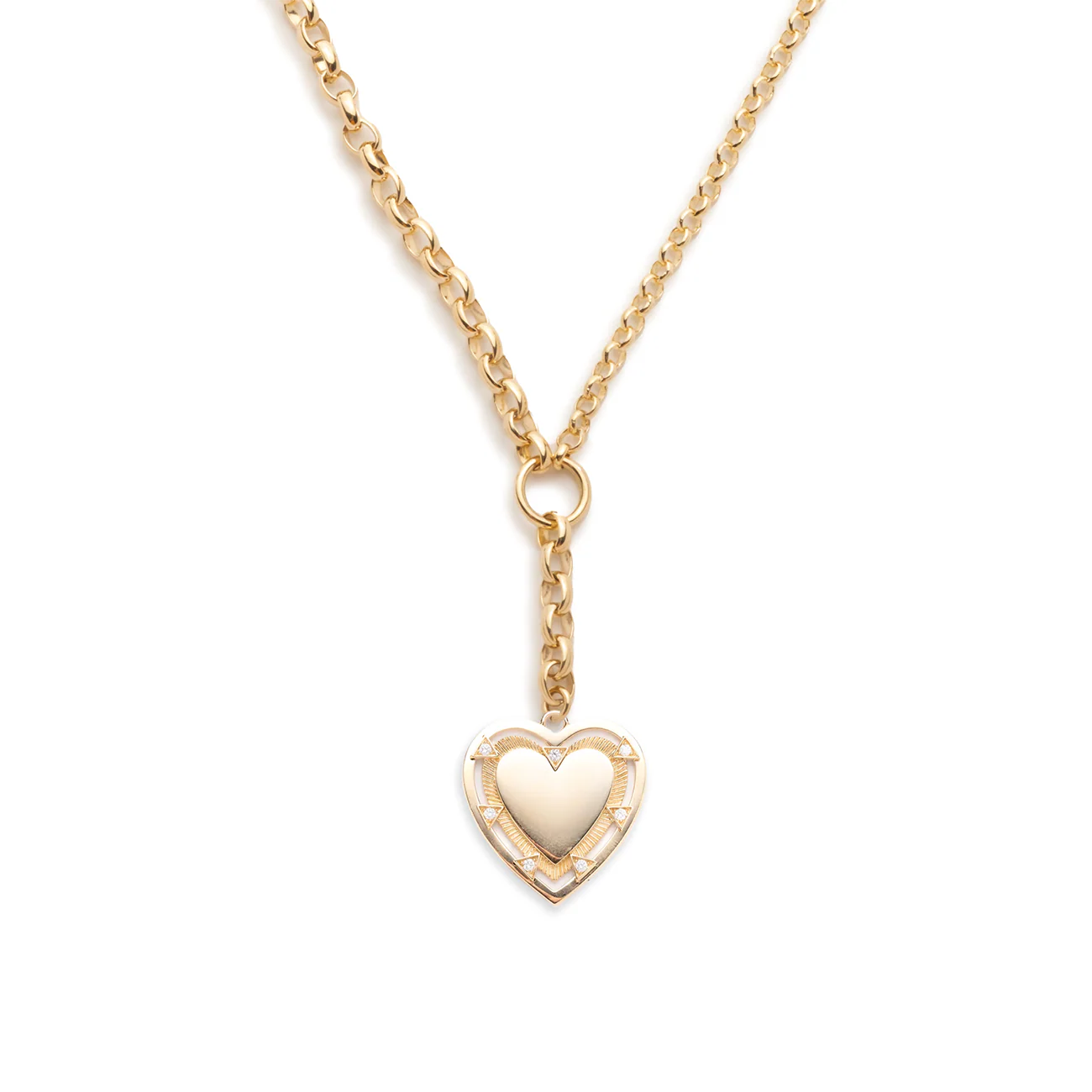 Personalized - True Love | Engravable Heart Heavy Mixed Belcher Extension Necklace | Diamonds, Yellow Gold