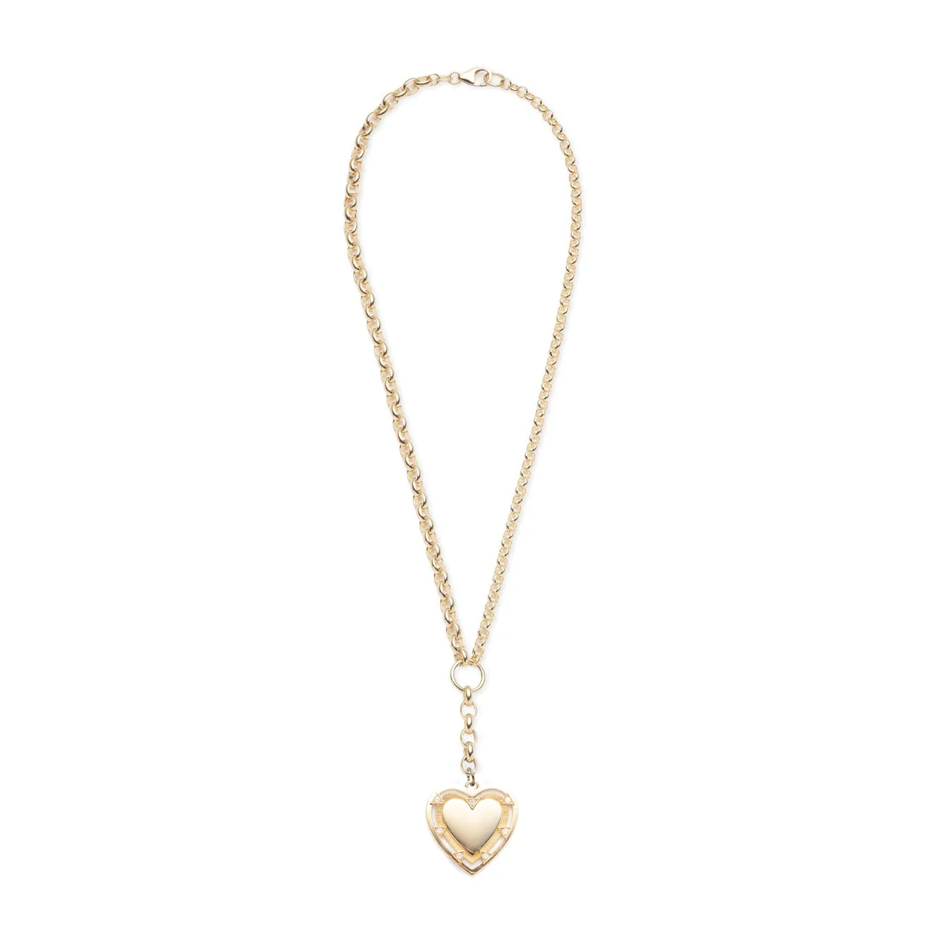 Personalized - True Love | Engravable Heart Heavy Mixed Belcher Extension Necklace | Diamonds, Yellow Gold - Image 2