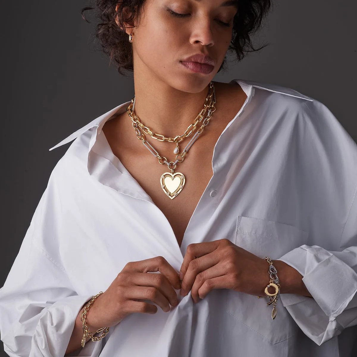 Personalized - True Love | Engravable Heart Oversized Medallion | Diamonds, Yellow Gold - Image 4