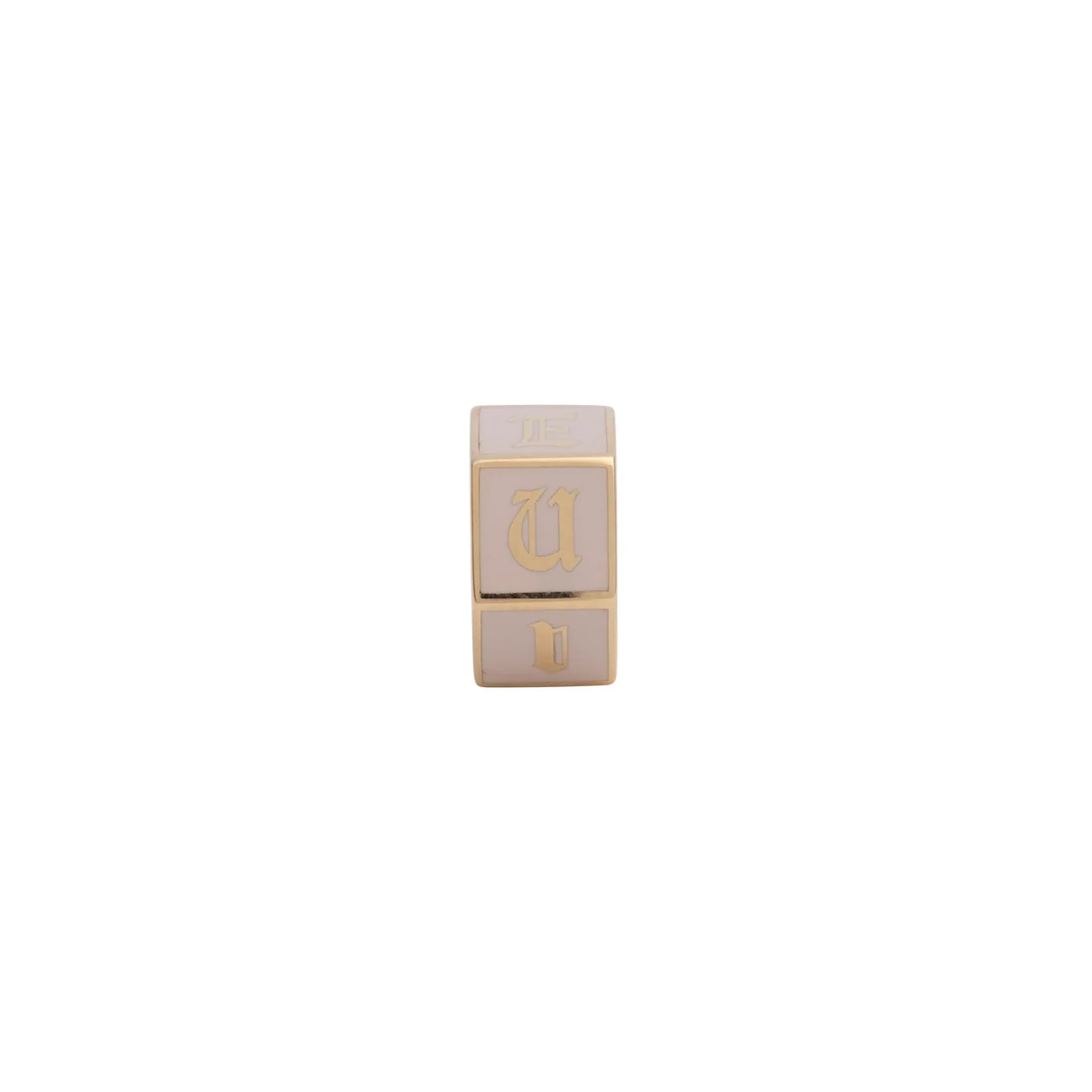 True Love | 'I Love U' Faceted Small Heart Beat | Blush Ceramic, Yellow Gold