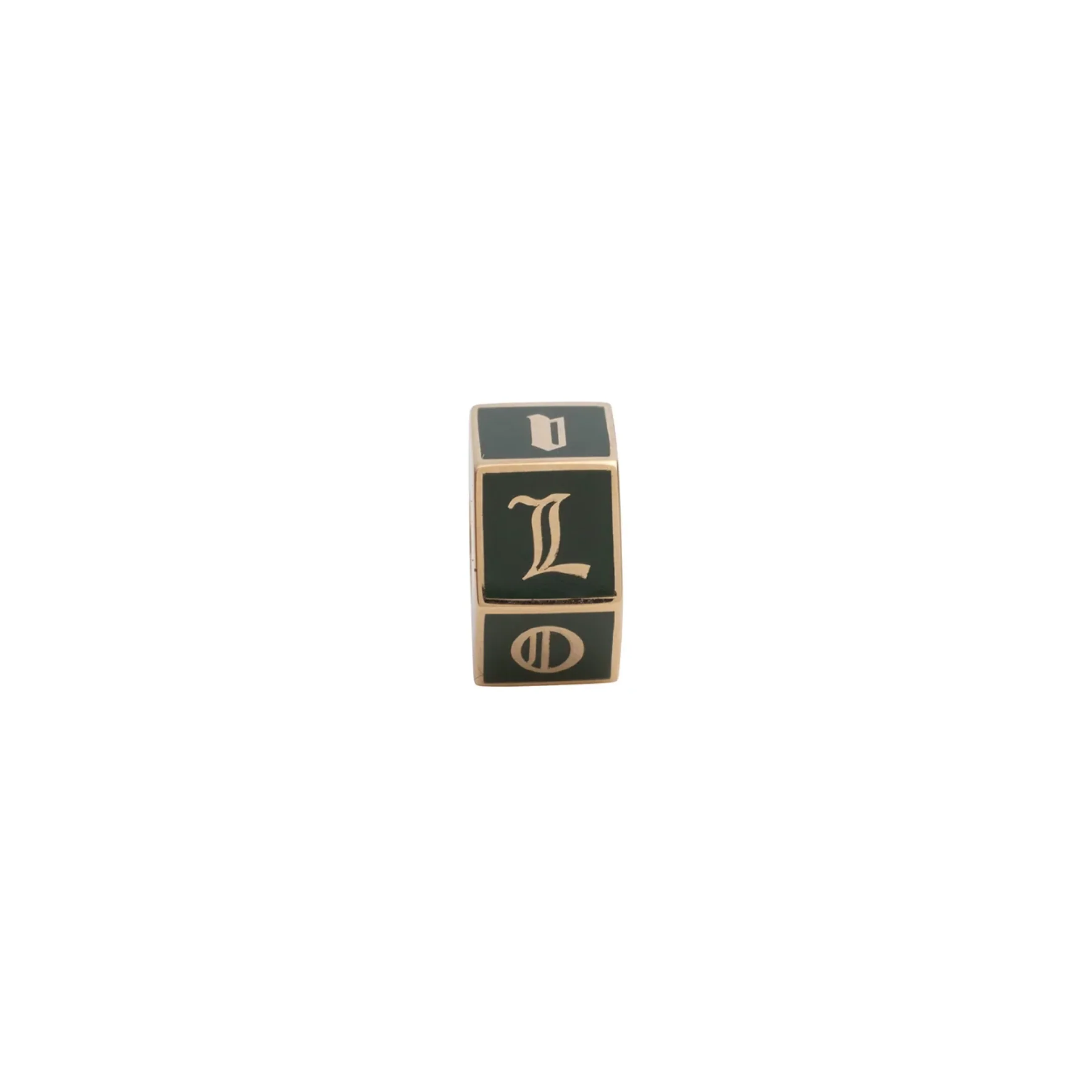 True Love | 'I Love U' Faceted Small Heart Beat | Olive Ceramic, Yellow Gold