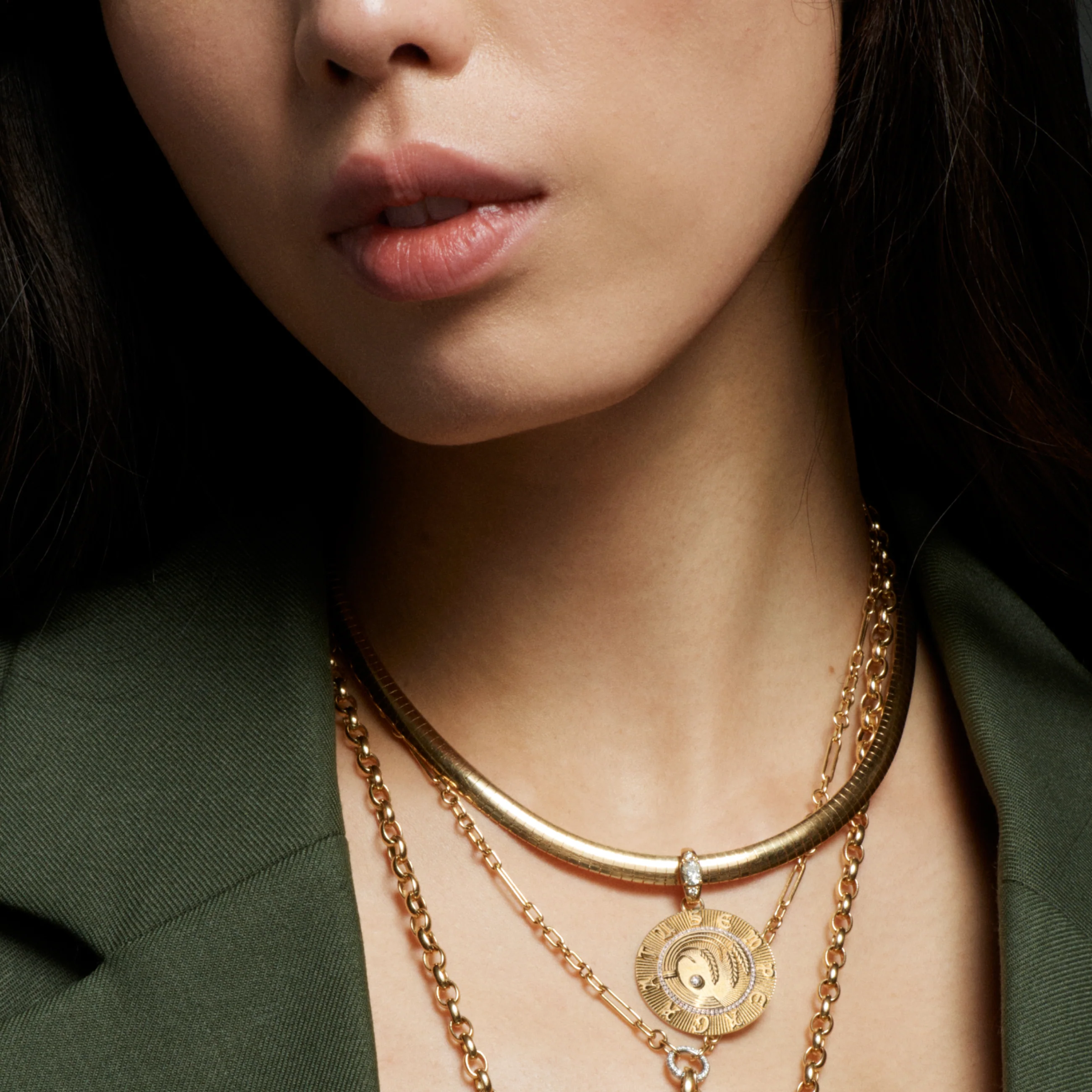Infinite Gratitude | Braided Wheat Medium Sleek Collar Necklace | Diamonds, Yellow Gold - Image 2