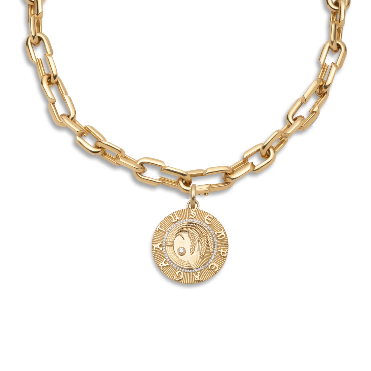 Infinite Gratitude | Braided Wheat Medium Strong Hearts Love Link Necklace | Diamonds, Yellow Gold